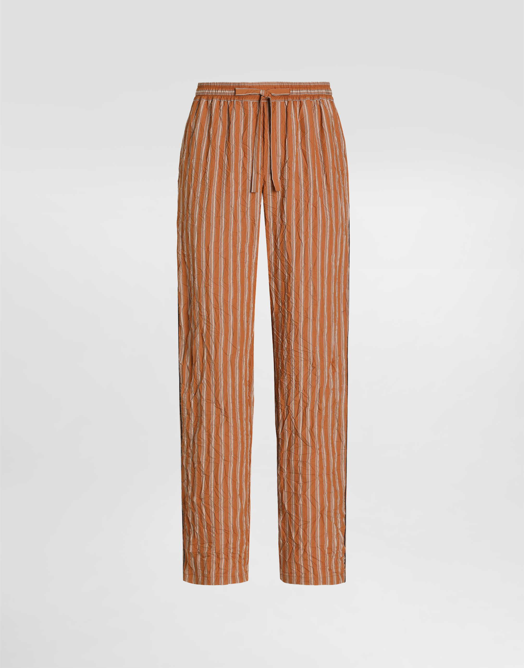Crinkled striped fabric vanity trousers in Multicolor for Men