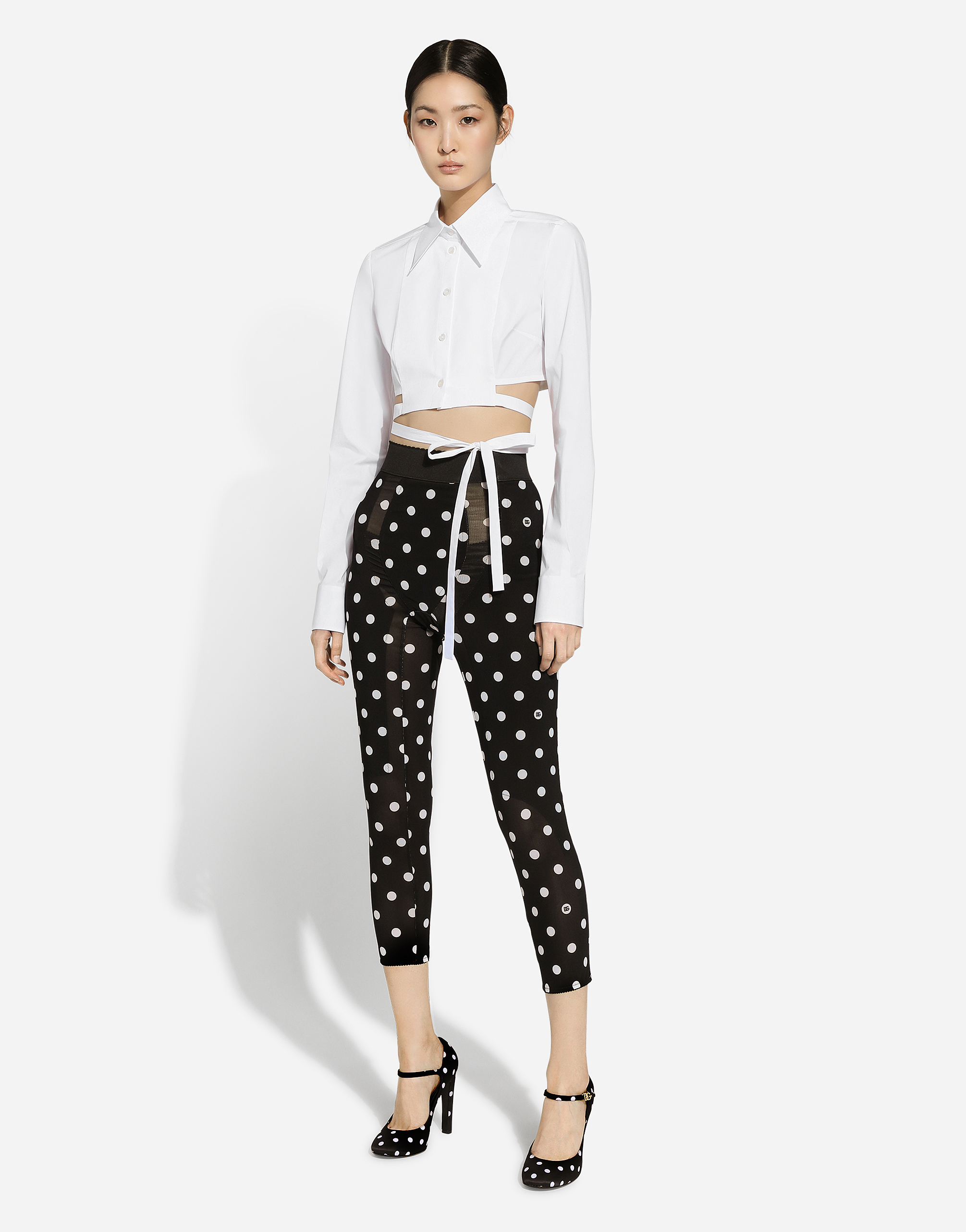 Dolce & Gabbana Criss-crossing Laces Cropped Shirt In ホワイト