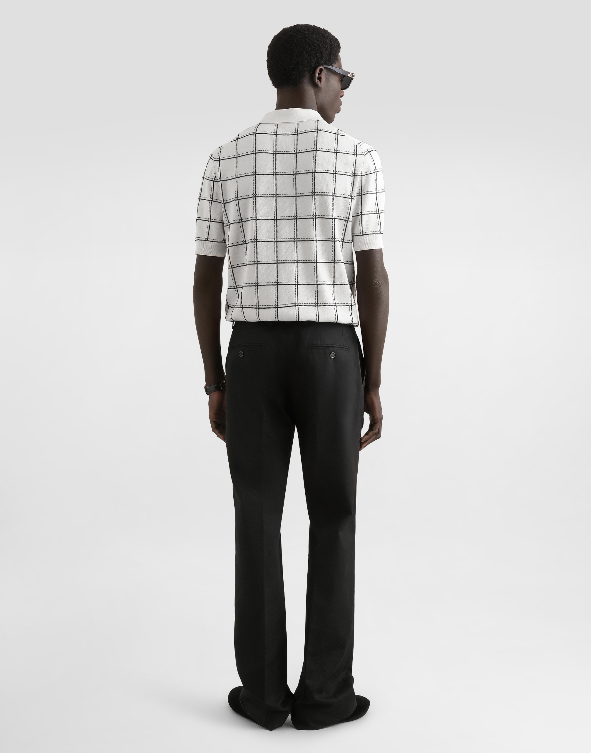  Dolce & Gabbana Silk Polo Shirt With Intarsia And Embroidery - Mann Strickwaren Schwarz 50 