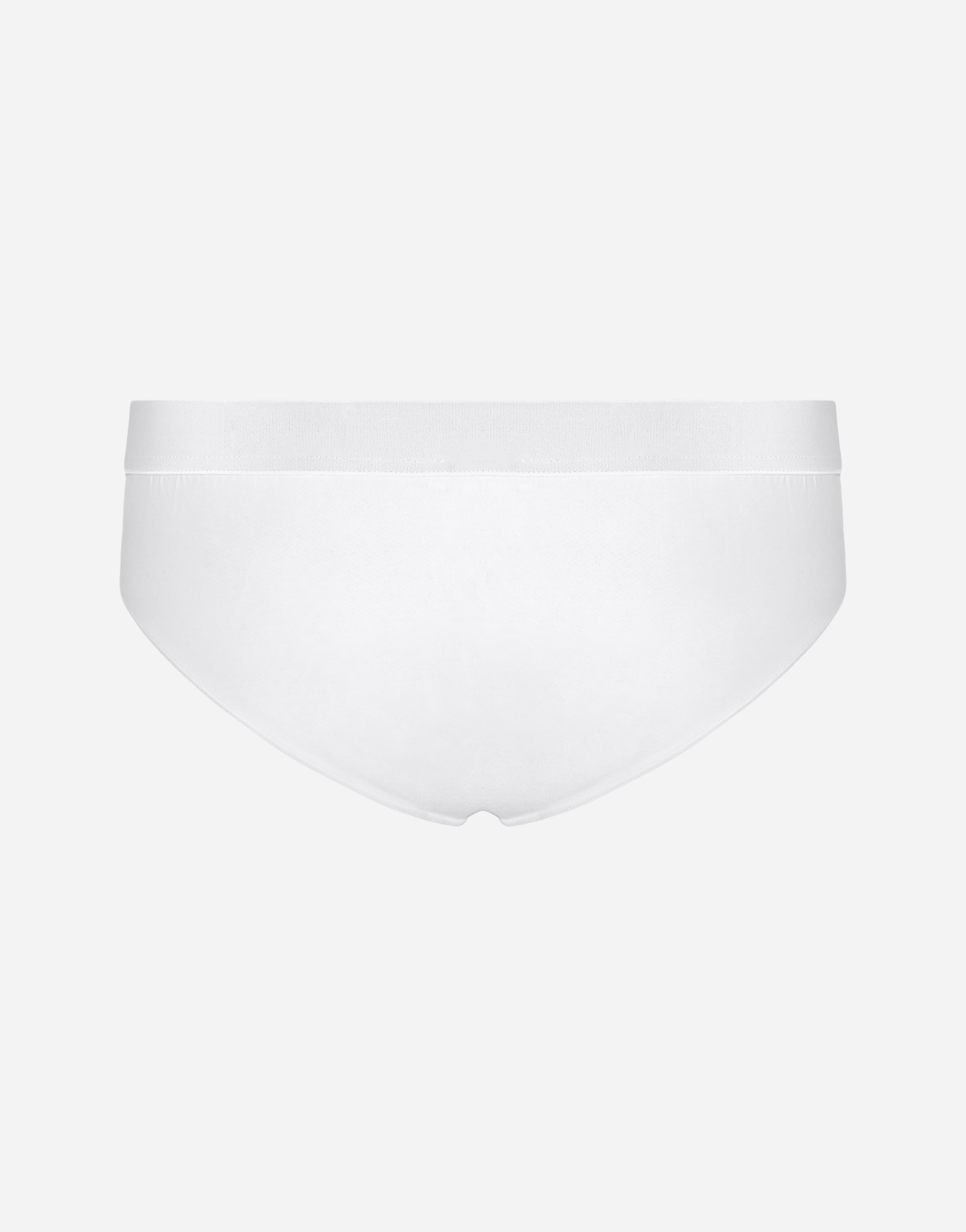 Stretch cotton mid-rise briefs with crest