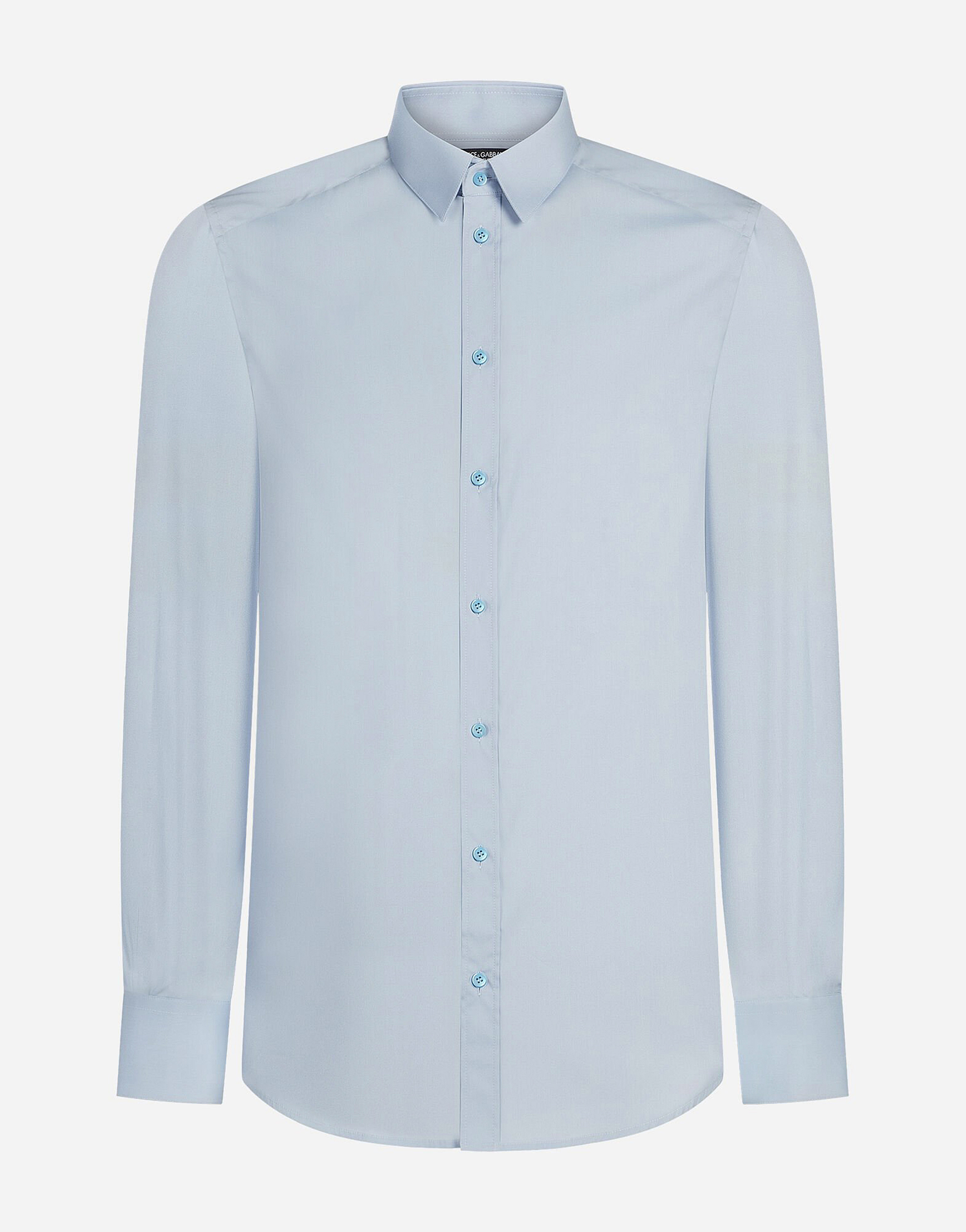 Dolce & Gabbana Gold Fit Shirt In Stretch Cotton In Blue