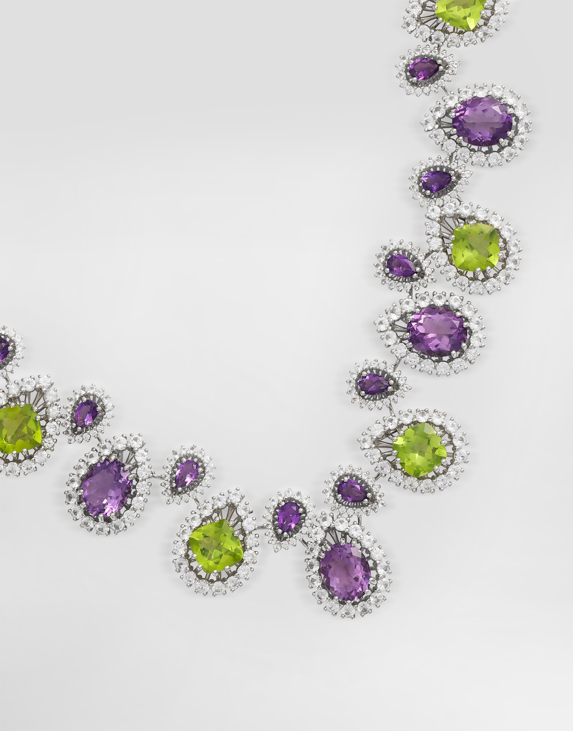  Dolce & Gabbana Eleganza Necklace 18-carat White Gold, Amethysts, Peridots, And Sapphires - Frau Ketten Wei� Onesize 