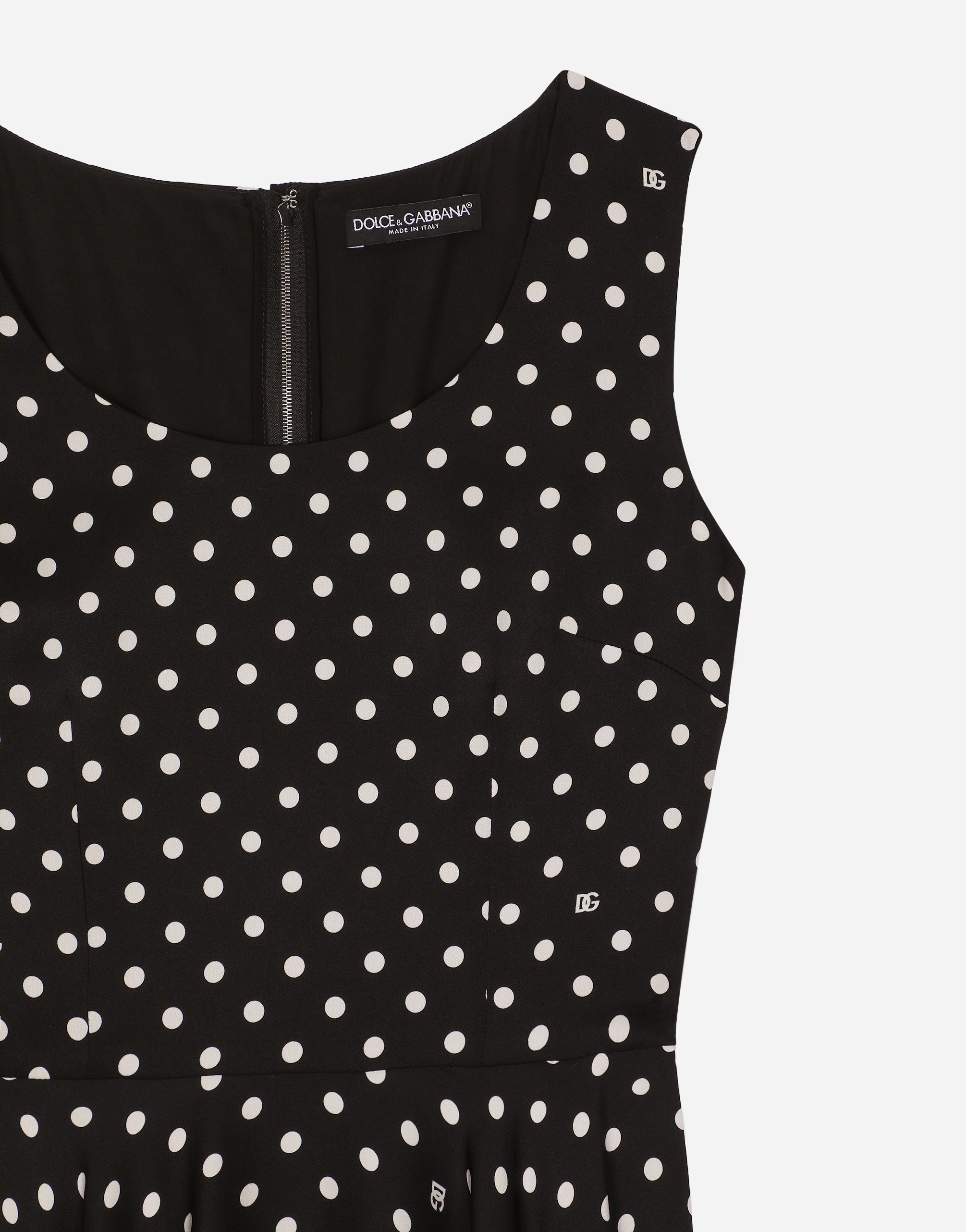 Shop Dolce & Gabbana Silk Charmeuse Calf-length Circle-skirt Dress With Polka-dot Print In プリ