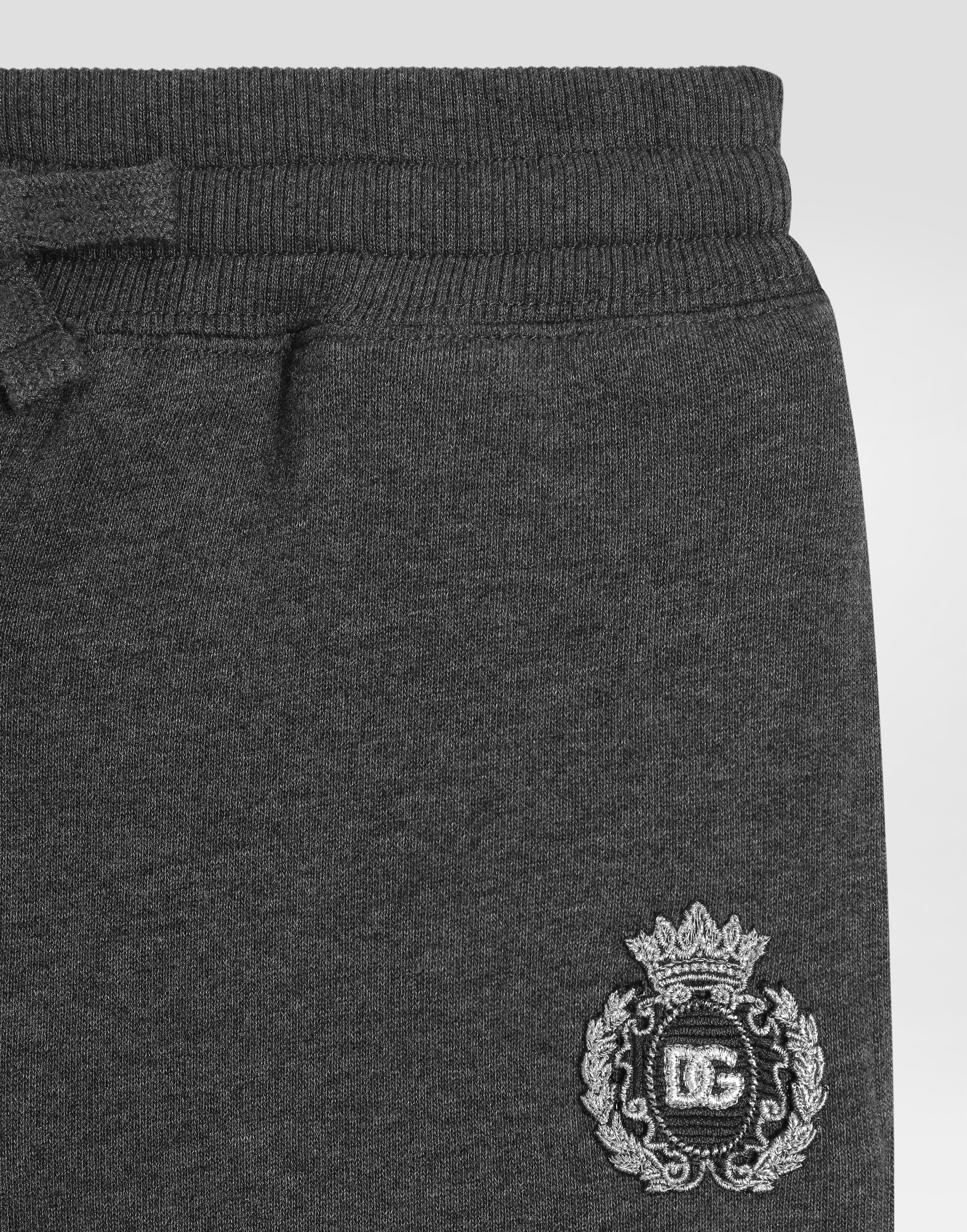 Dolce & Gabbana Dolce & Gabbana Fleece Trousers With Heraldic Dg Patch - Man Trousers And Shorts Gray 12 Years 