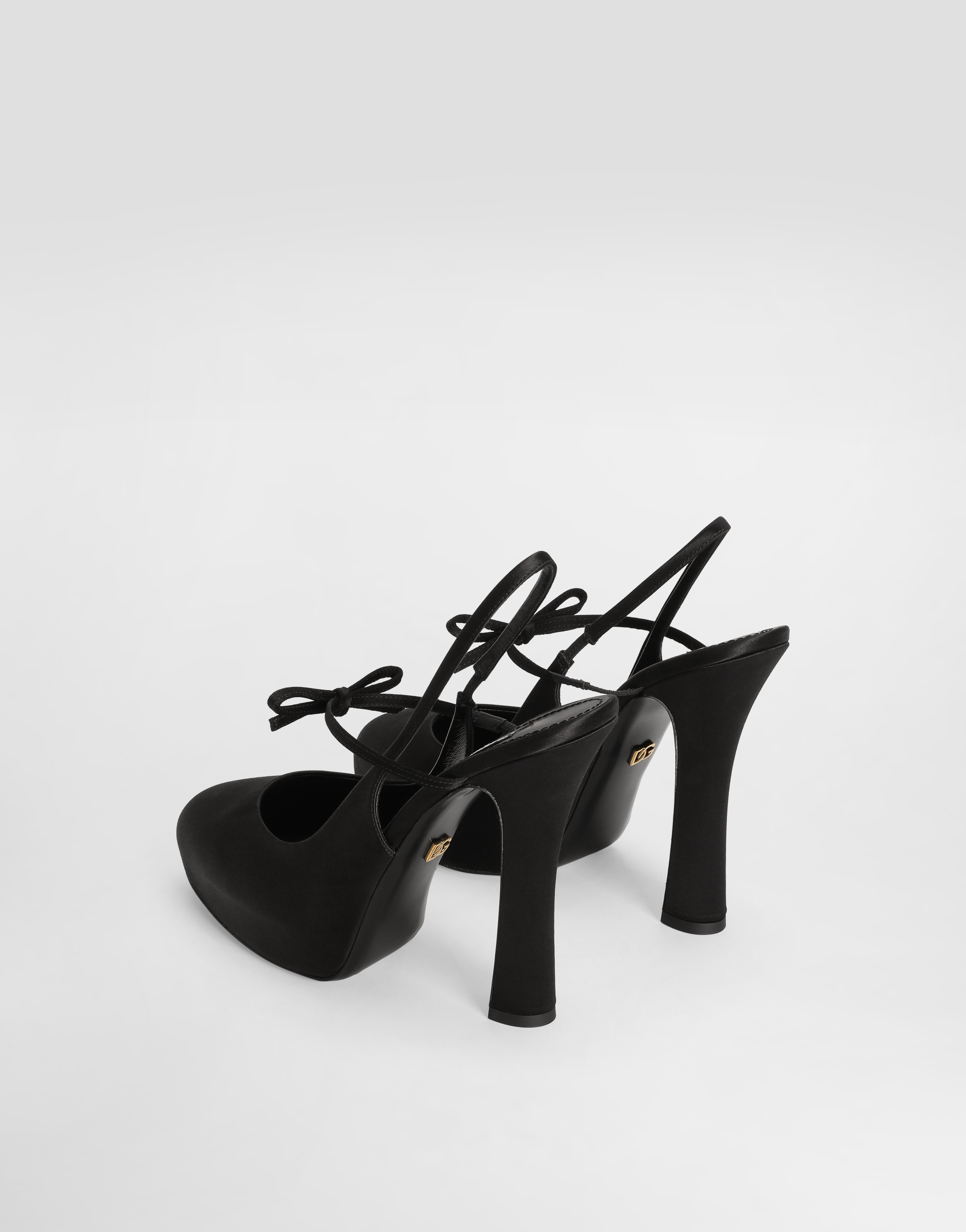 Dolce & Gabbana Satin Slingbacks In Black