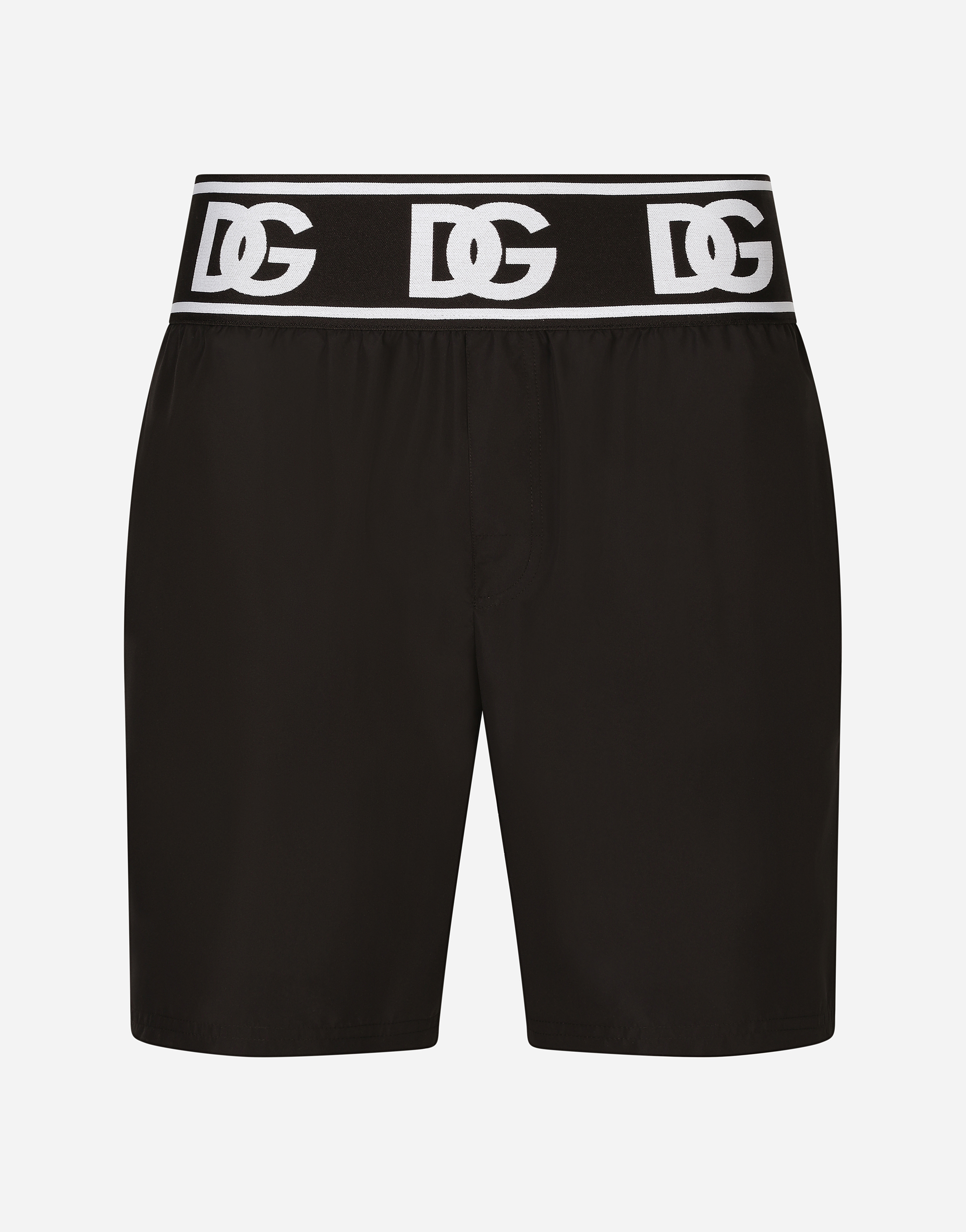 DOLCE & GABBANA MID-LENGTH SWIM TRUNKS WITH BRANDED ELASTIC