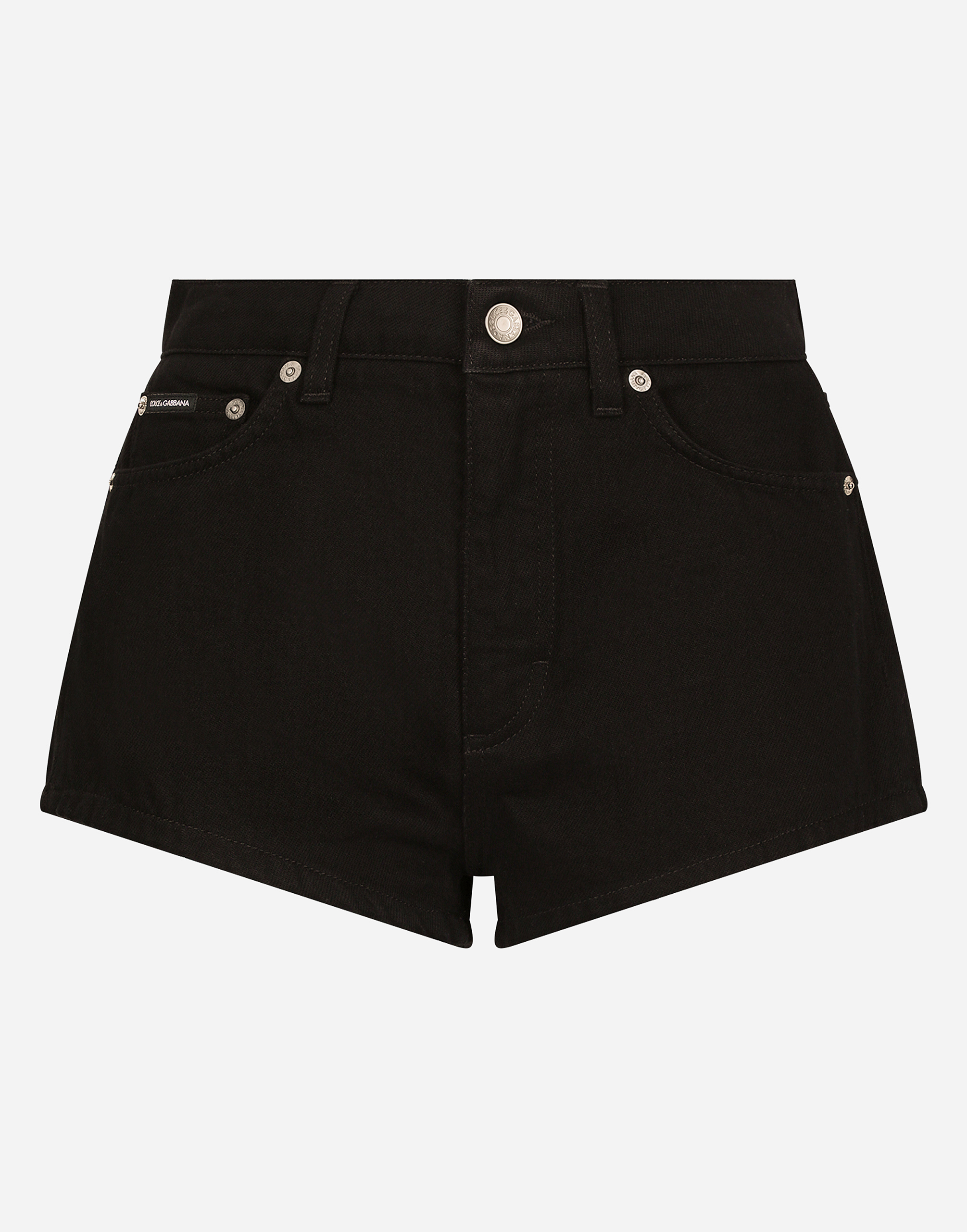 Dolce & Gabbana Logo-patch Denim Shorts In Black