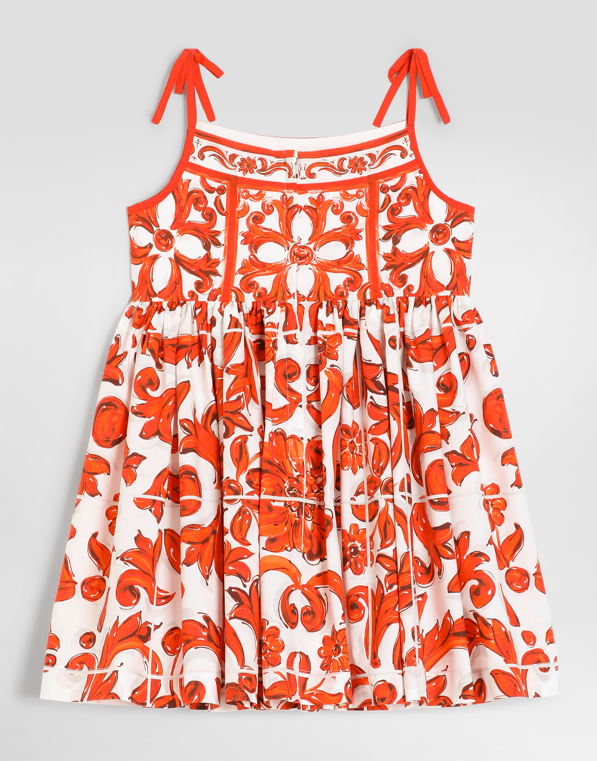 Dolce & Gabbana Majolica Cotton Dress In Multi