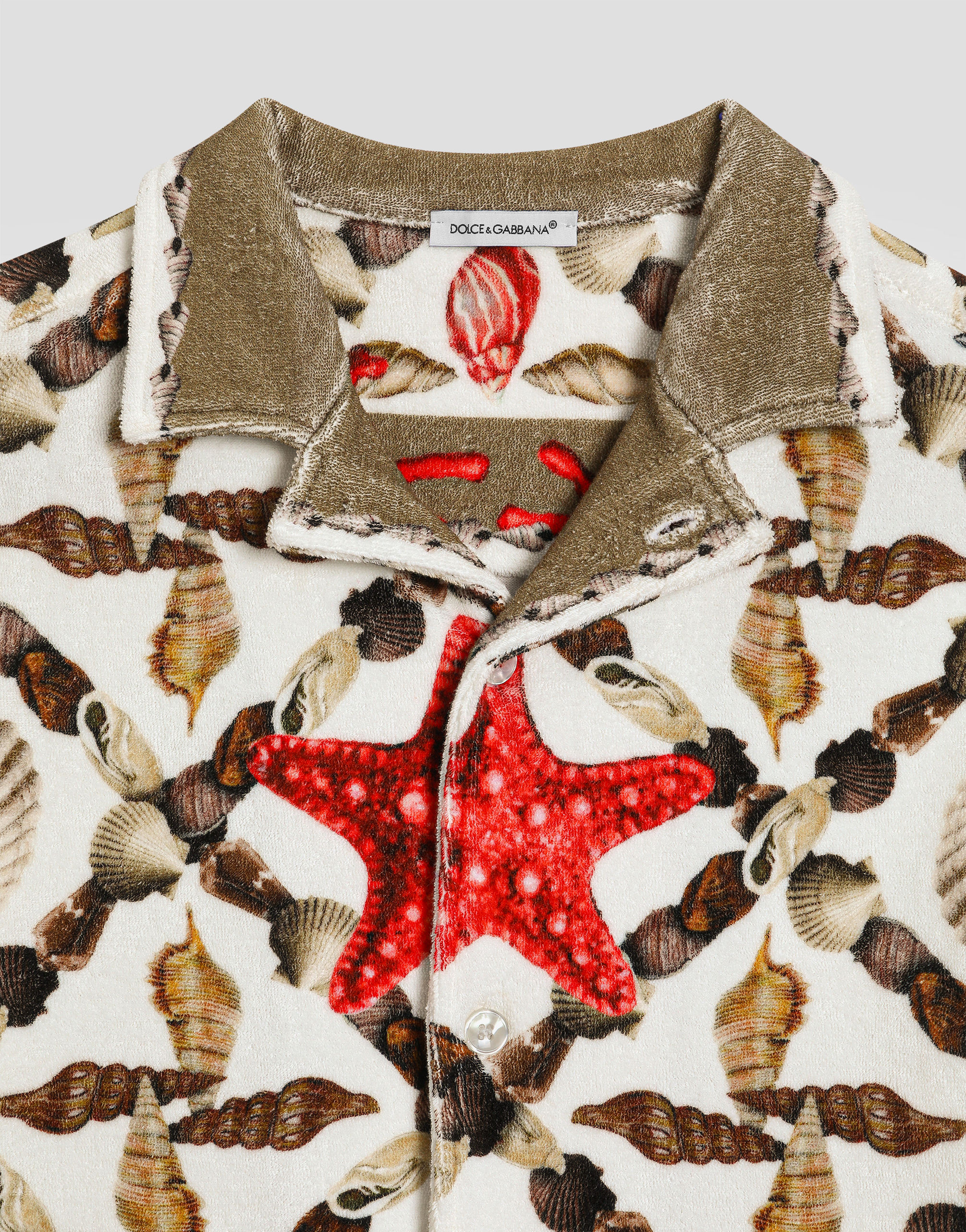 Dolce & Gabbana Shell-print Cotton Terry Shirt In Multi