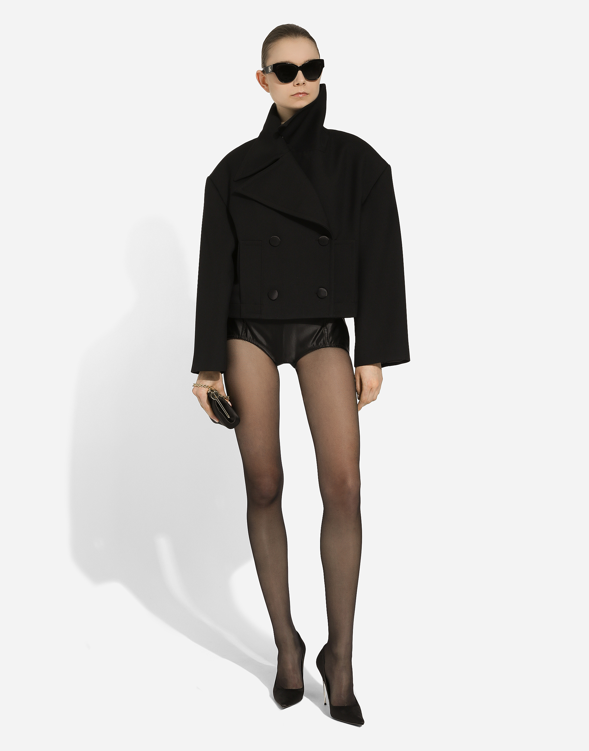 Dolce & Gabbana Double-breasted Cropped Jacket In ブラック