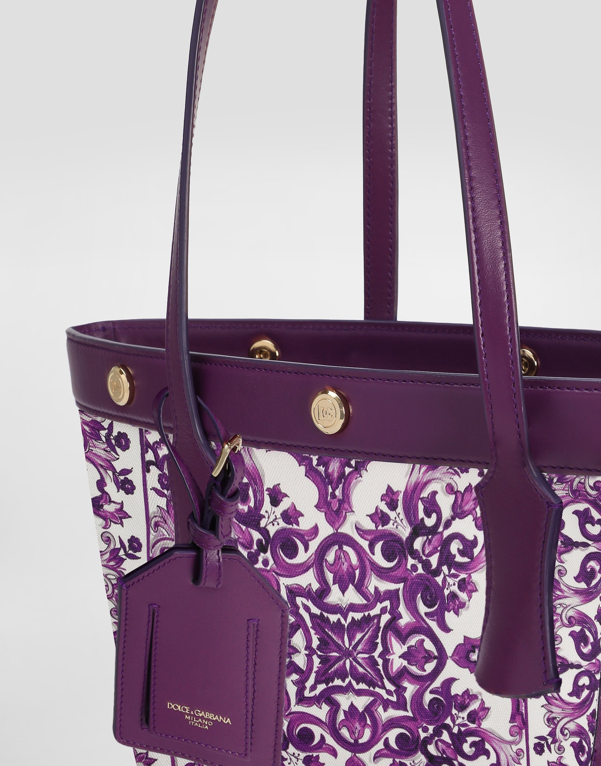 Majolica-print atene shopping bag in canvas