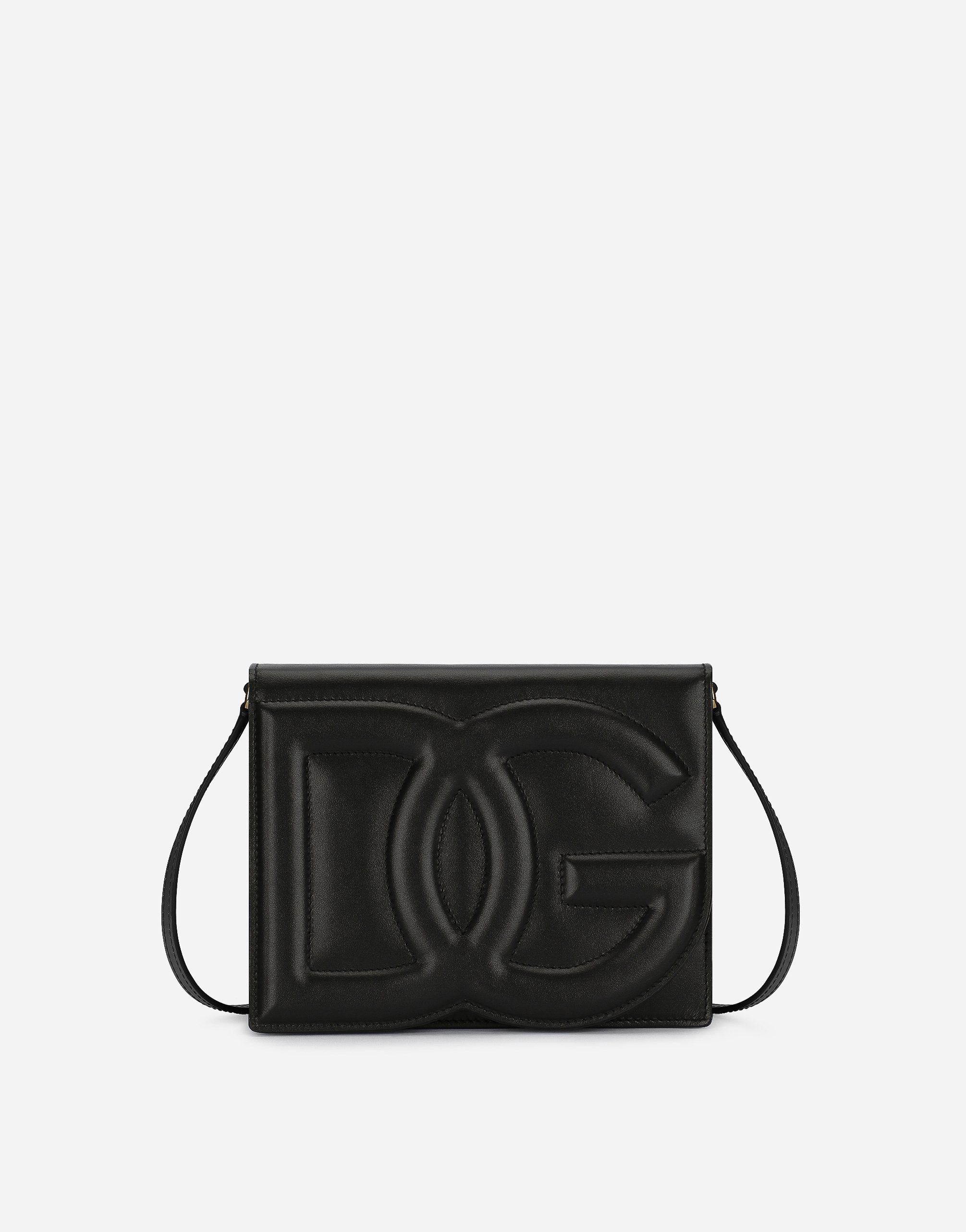 Dolce & Gabbana Calfskin Crossbody Bag With Logo In Black