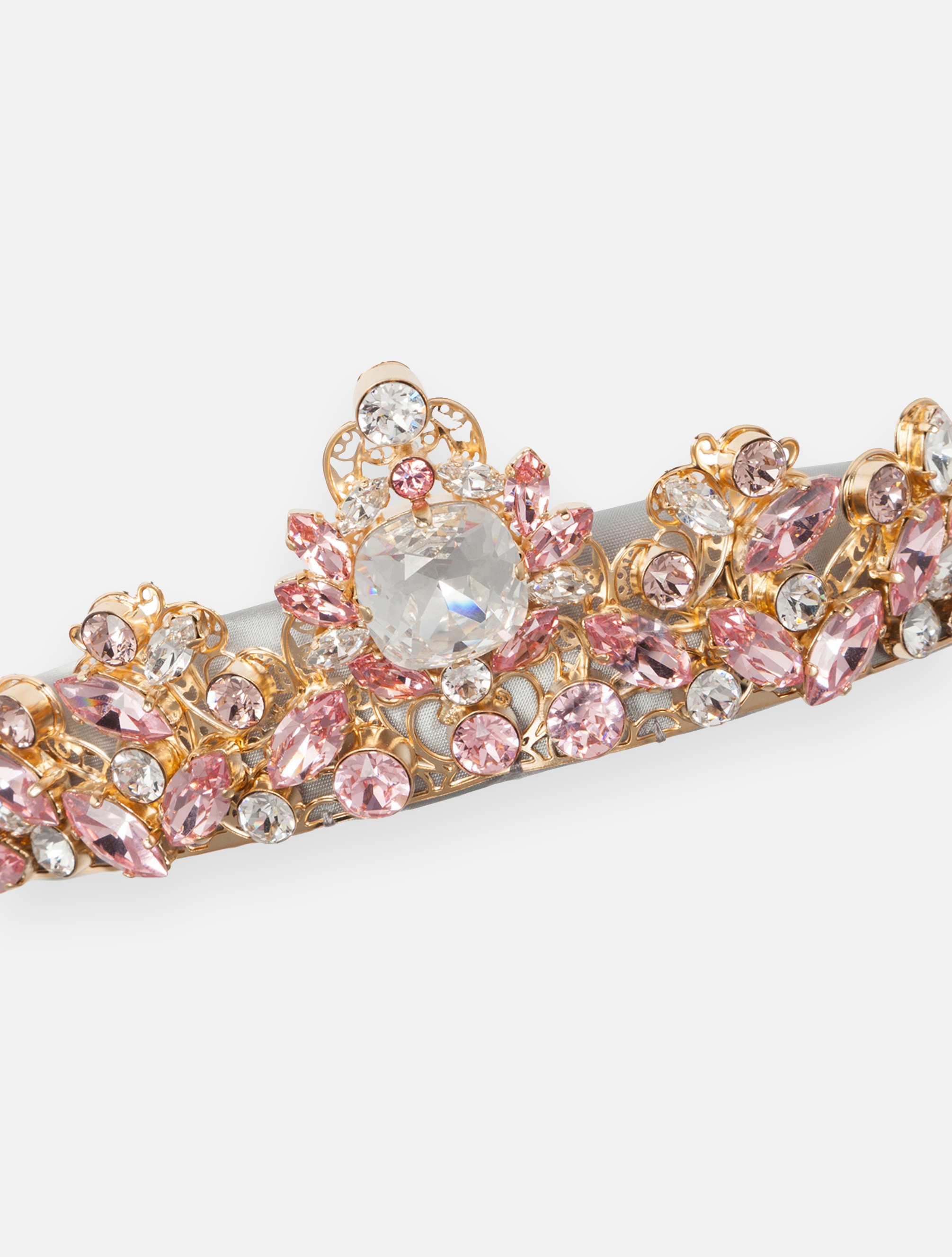 Shop Dolce & Gabbana Headband With All Over Jewellery Application In White