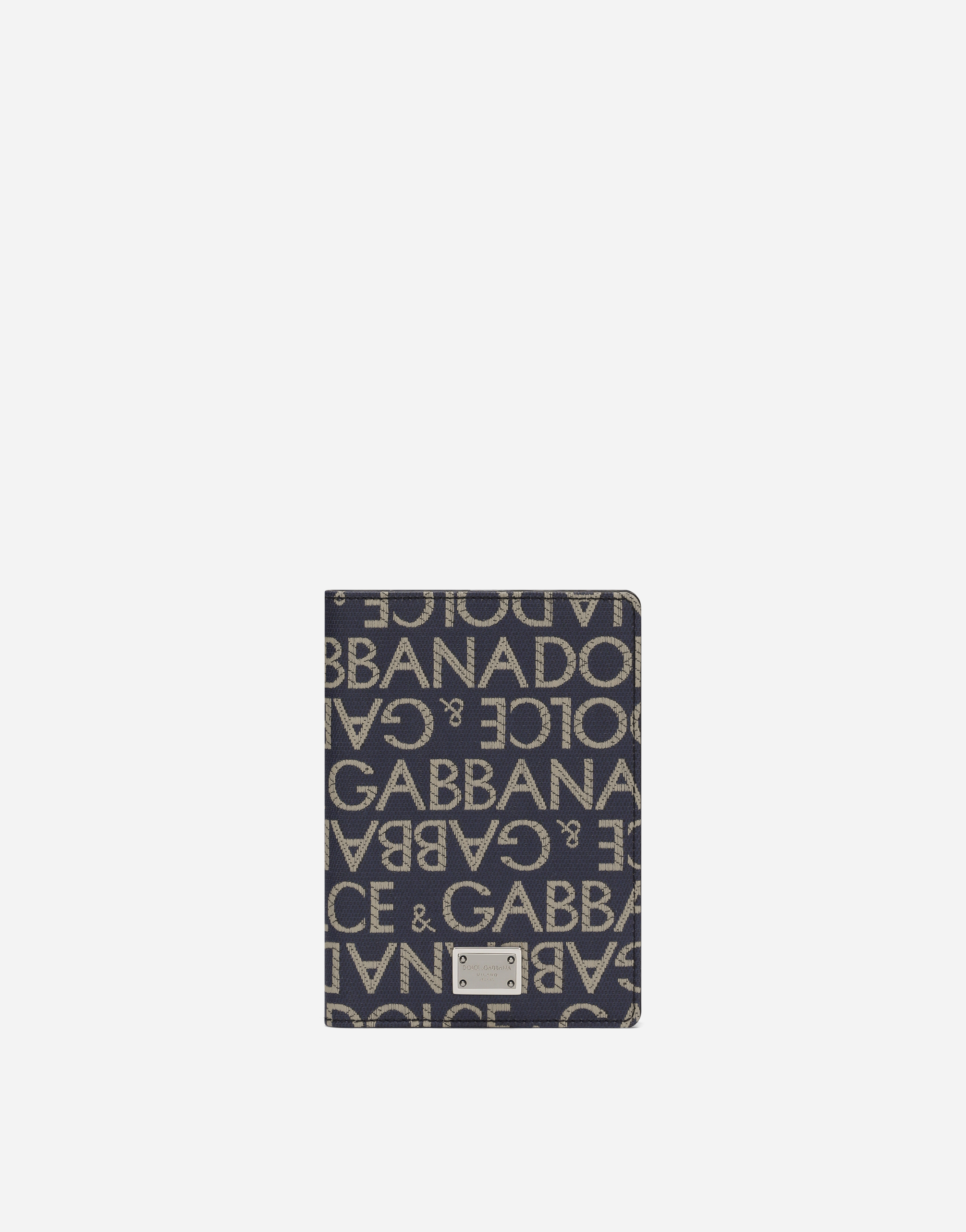 Dolce & Gabbana Coated Jacquard Passport Case - Man Wallets And Small Leather Goods Blue Fabric Onesize