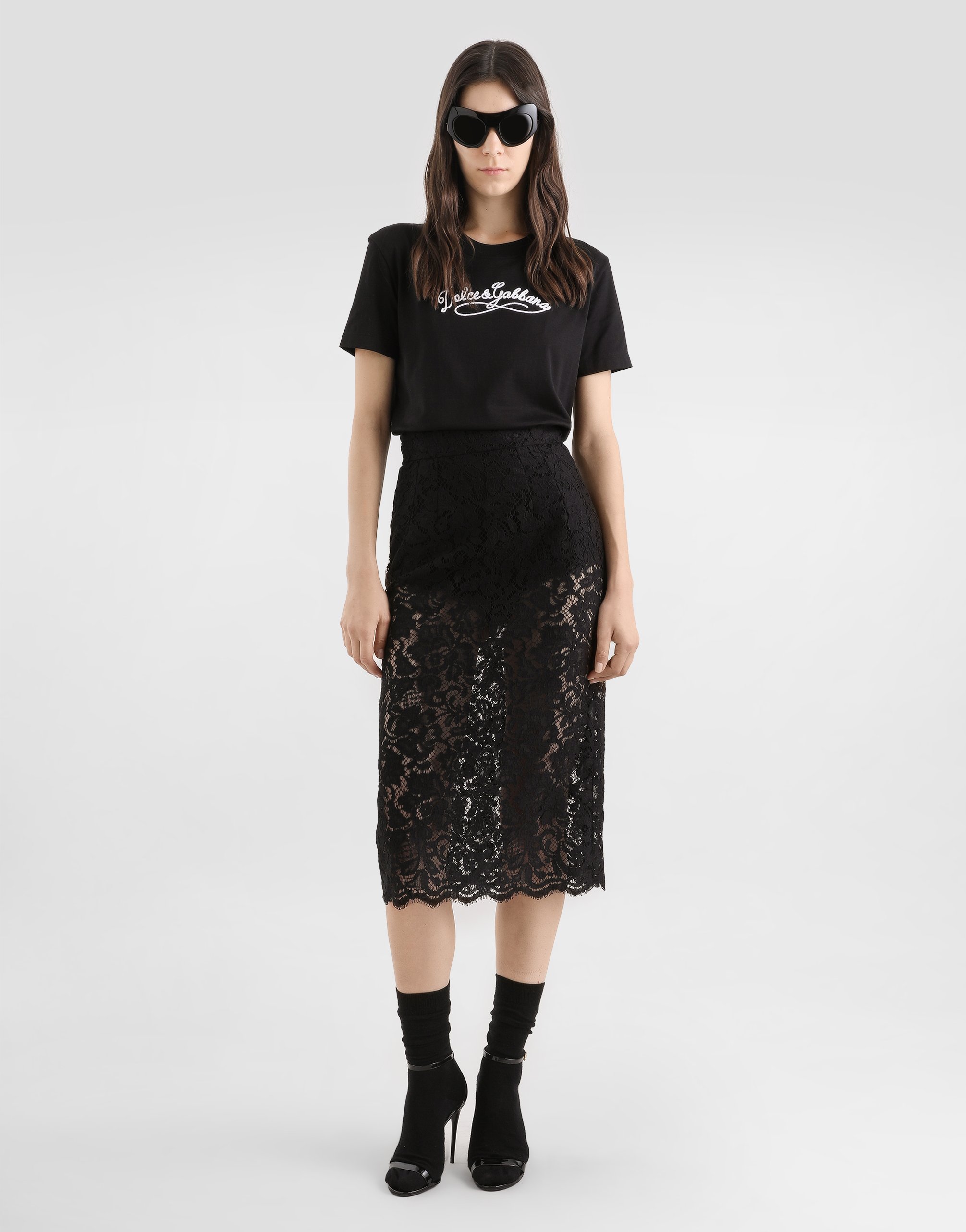 Dolce & Gabbana Jersey T-shirt With Embroidery In Black
