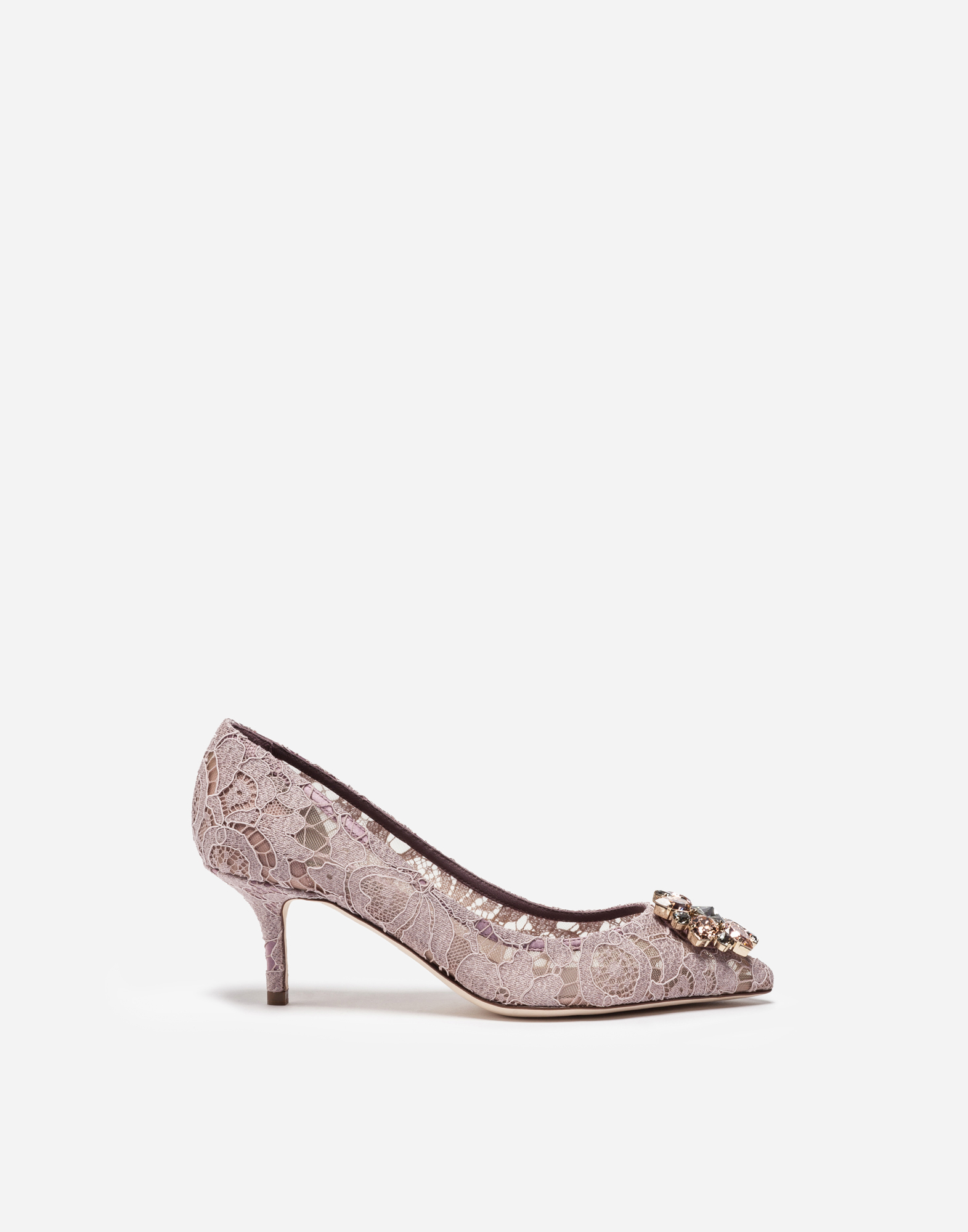 Dolce & Gabbana Pump In Taormina Lace With Crystals In Blush