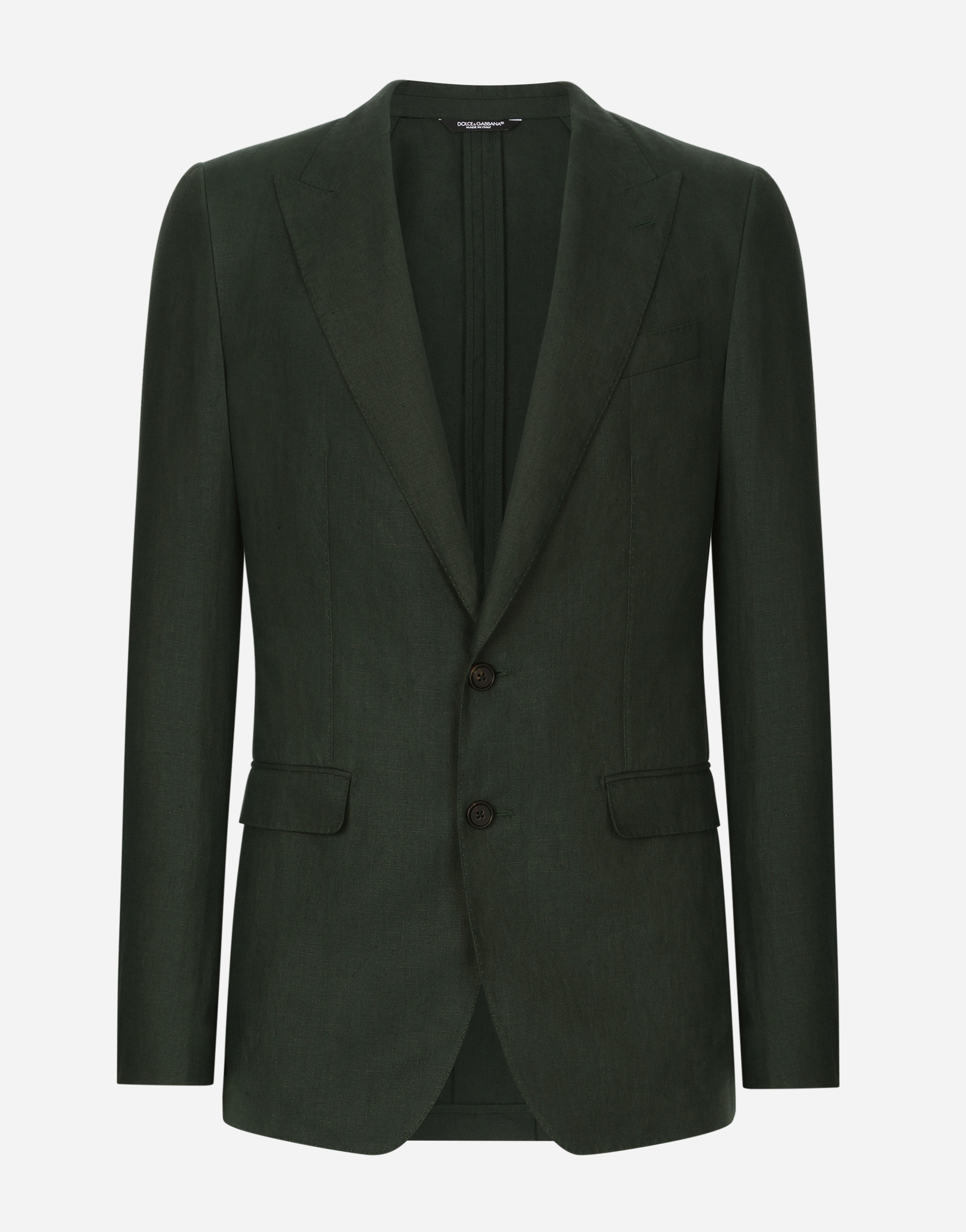 Dolce & Gabbana Single-breasted Linen Taormina-fit Jacket In Green