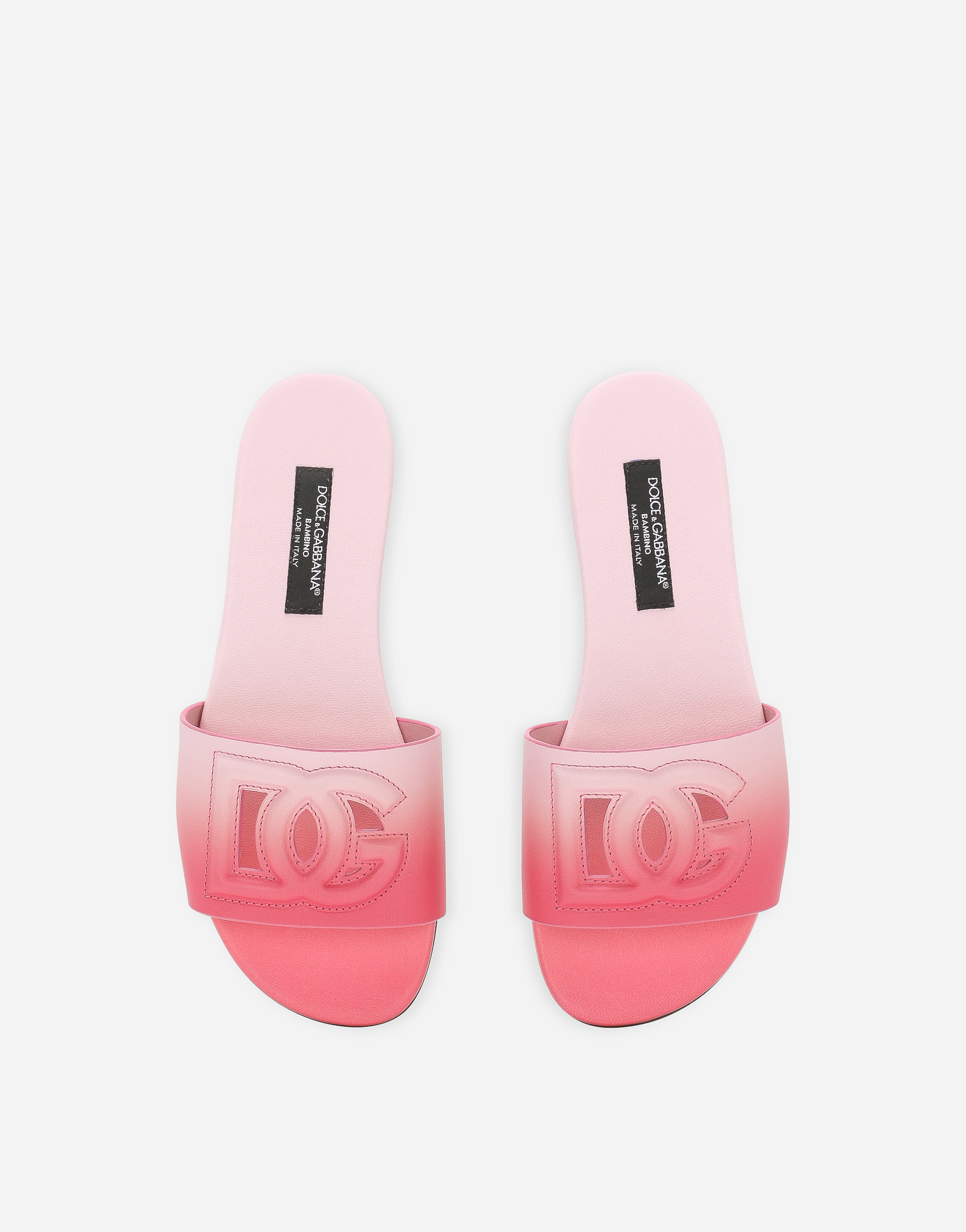 Shop Dolce & Gabbana Printed Calfskin Sliders In Pink