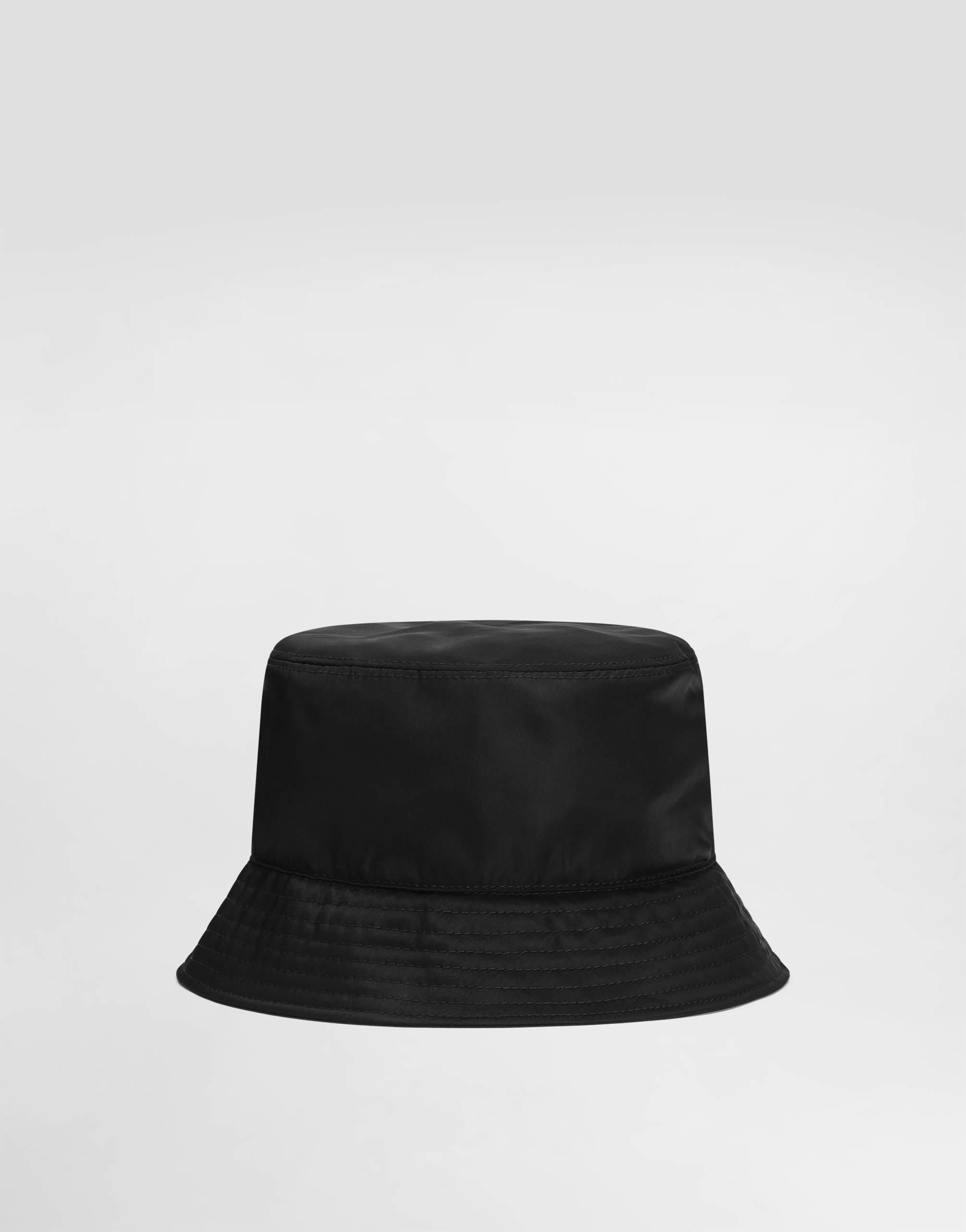 Shop Dolce & Gabbana Nylon Bucket Hat With Branded Plate In Black