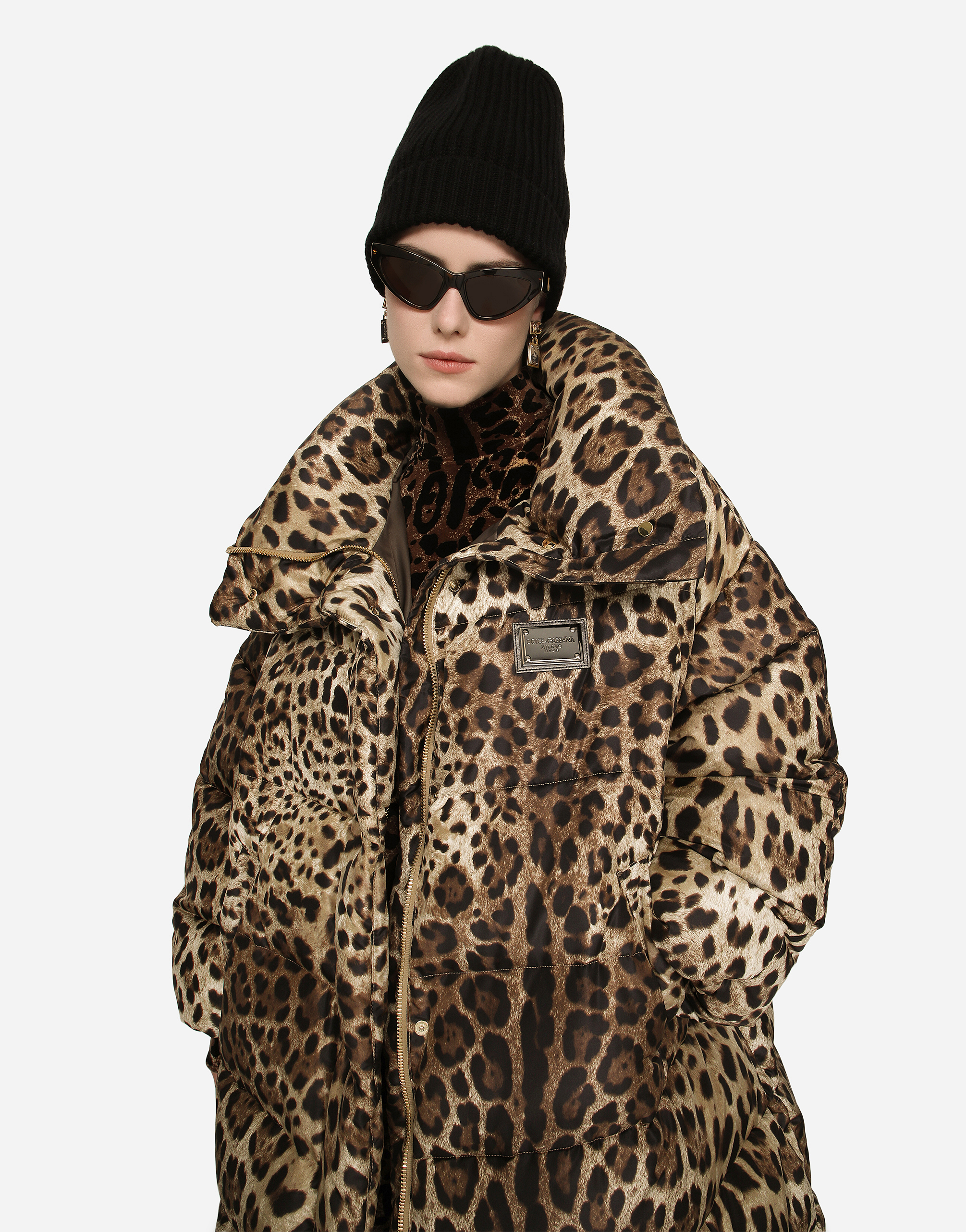 DOLCE & GABBANA LONG LEOPARD-PRINT NYLON JACKET