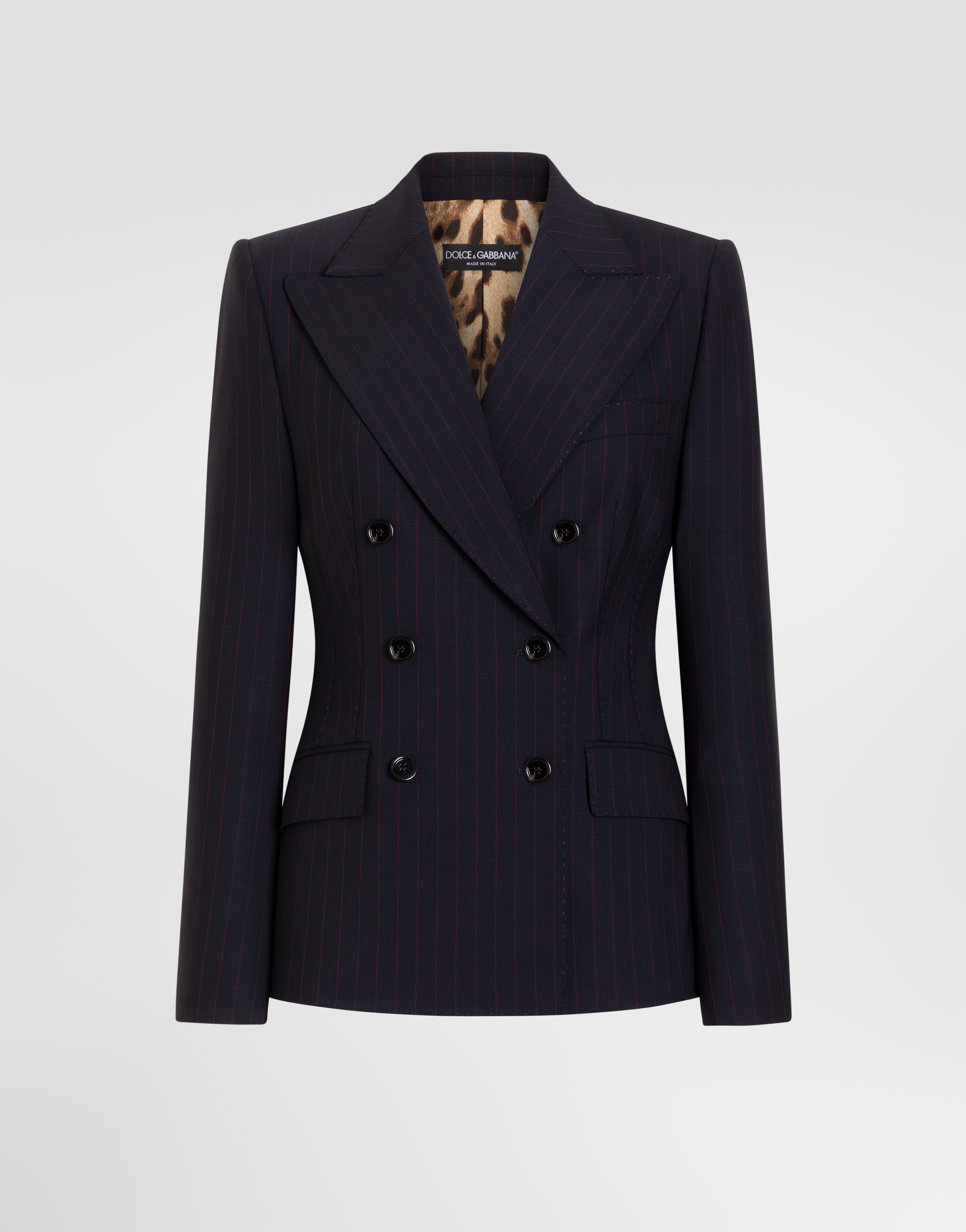 Turlington double-breasted jacket in pinstripe wool in Multicolor
