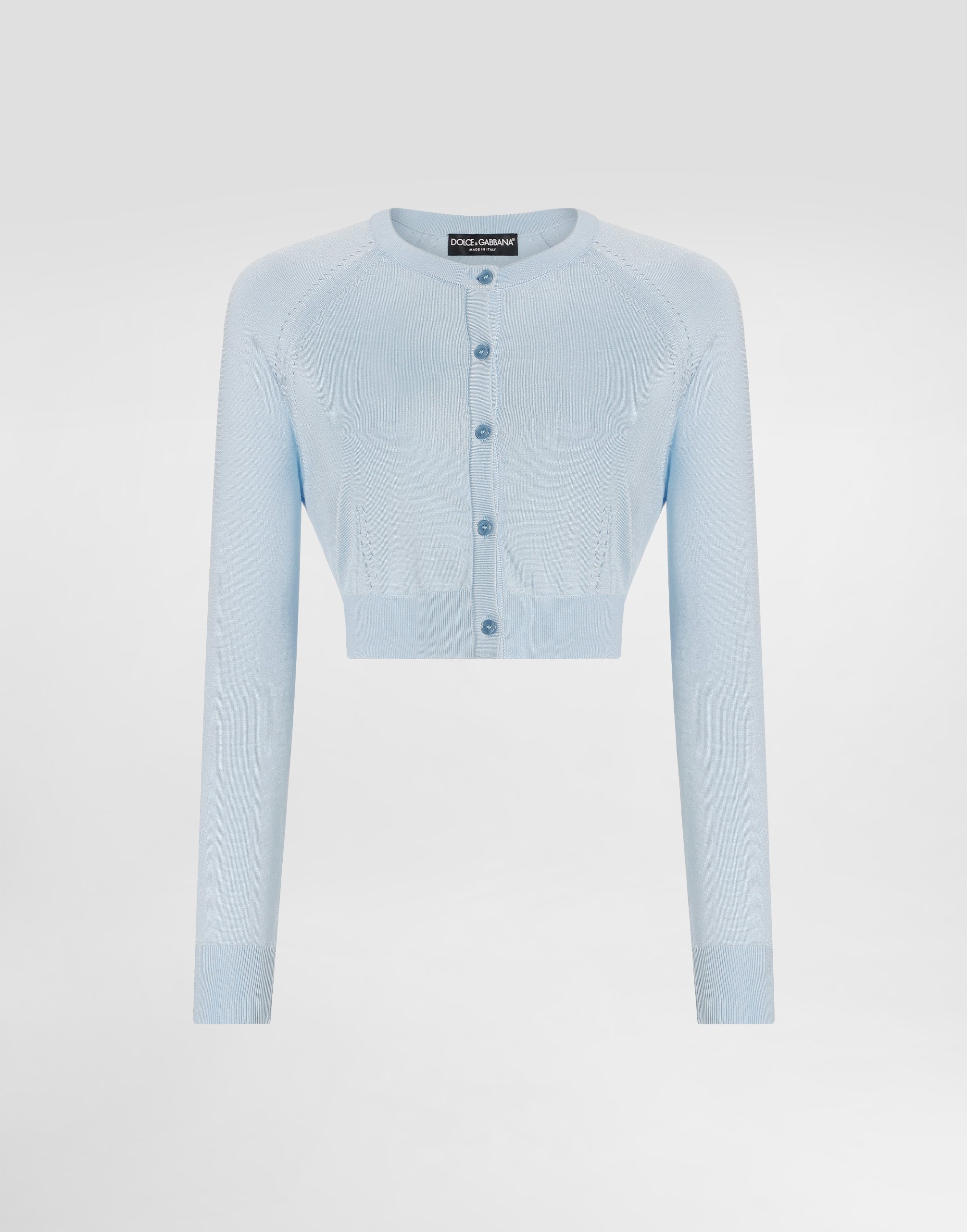 Dolce & Gabbana Silk Cardigan - Woman Sweaters And Cardigans Light Blue
