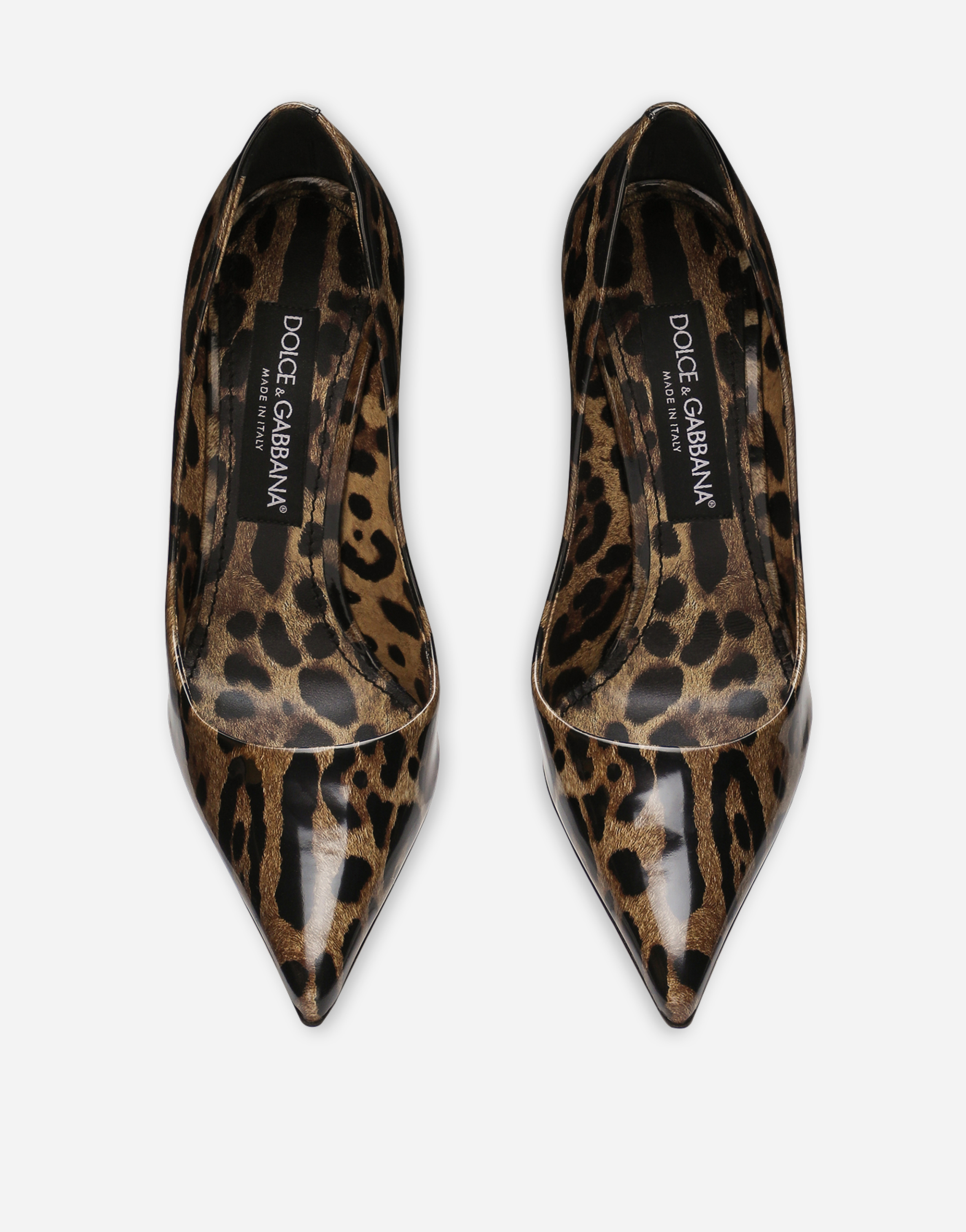 Printed polished calfskin pumps