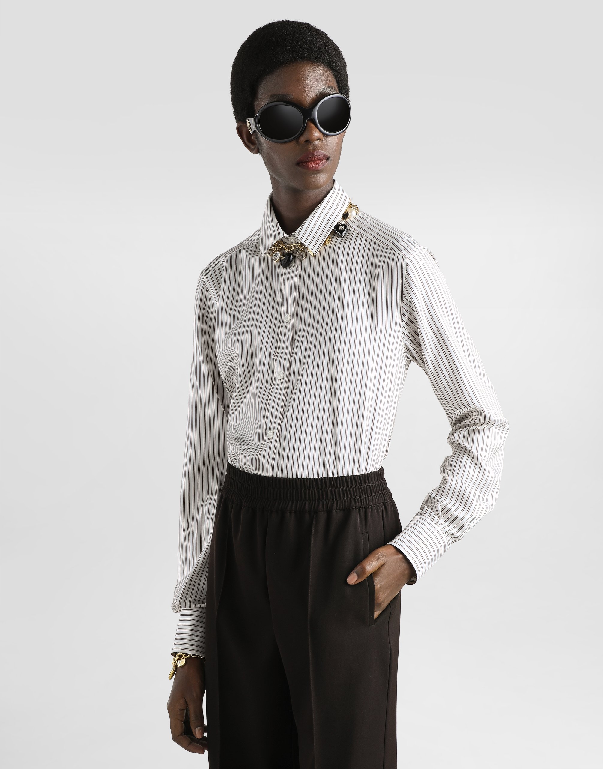 Silk shirt with striped print