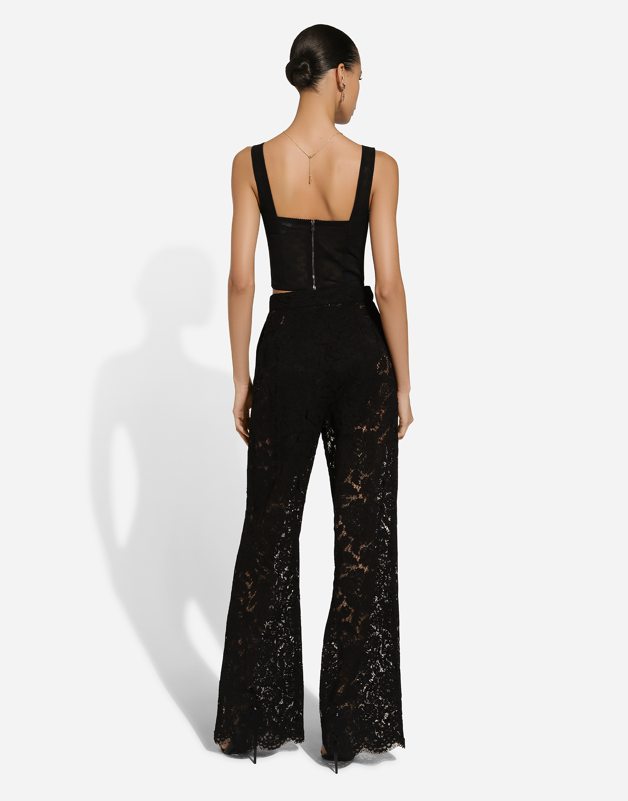 Dolce & Gabbana Women's Lace Wide-leg Trousers In Black