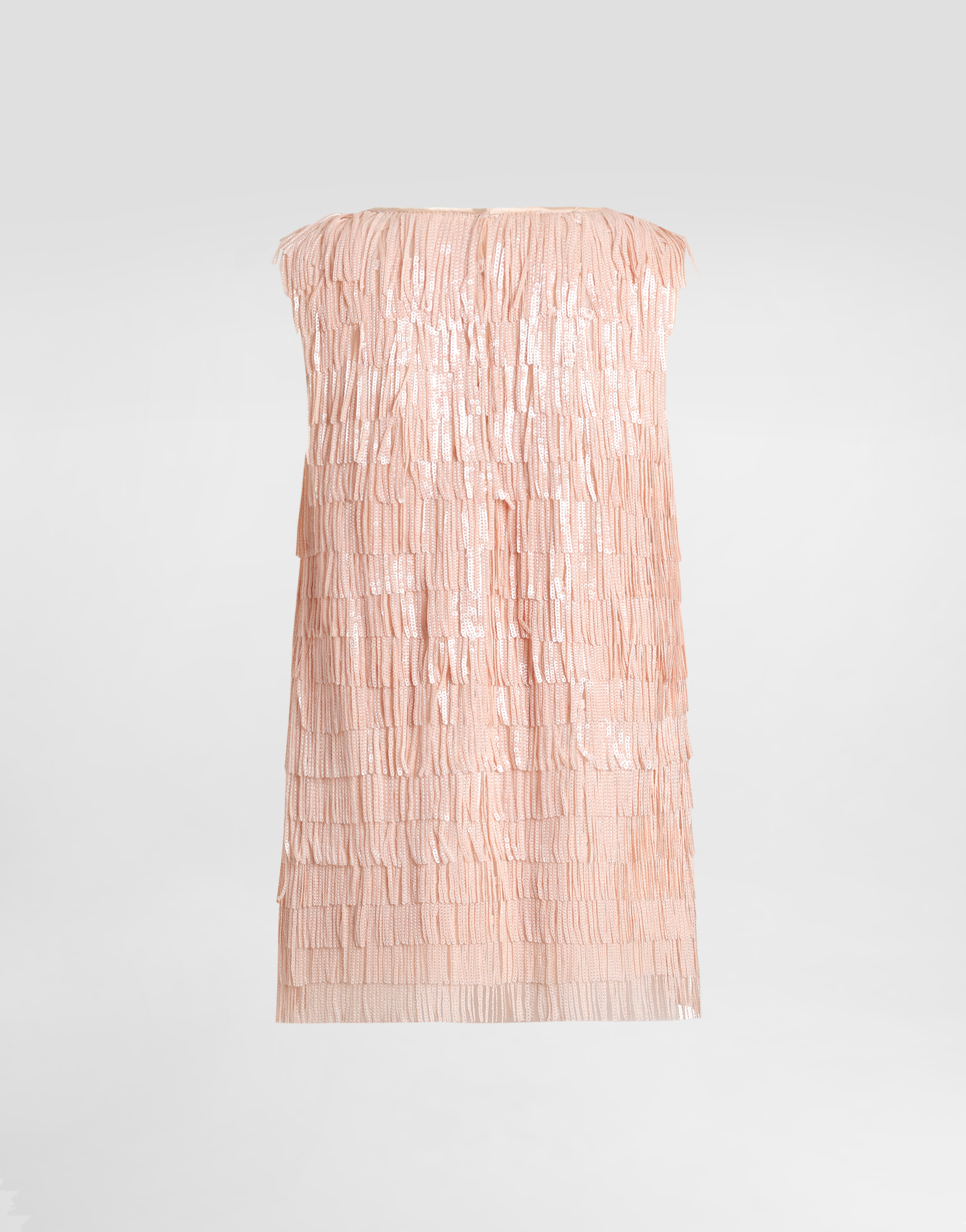 Sleeveless top with sequined fringe embellishment