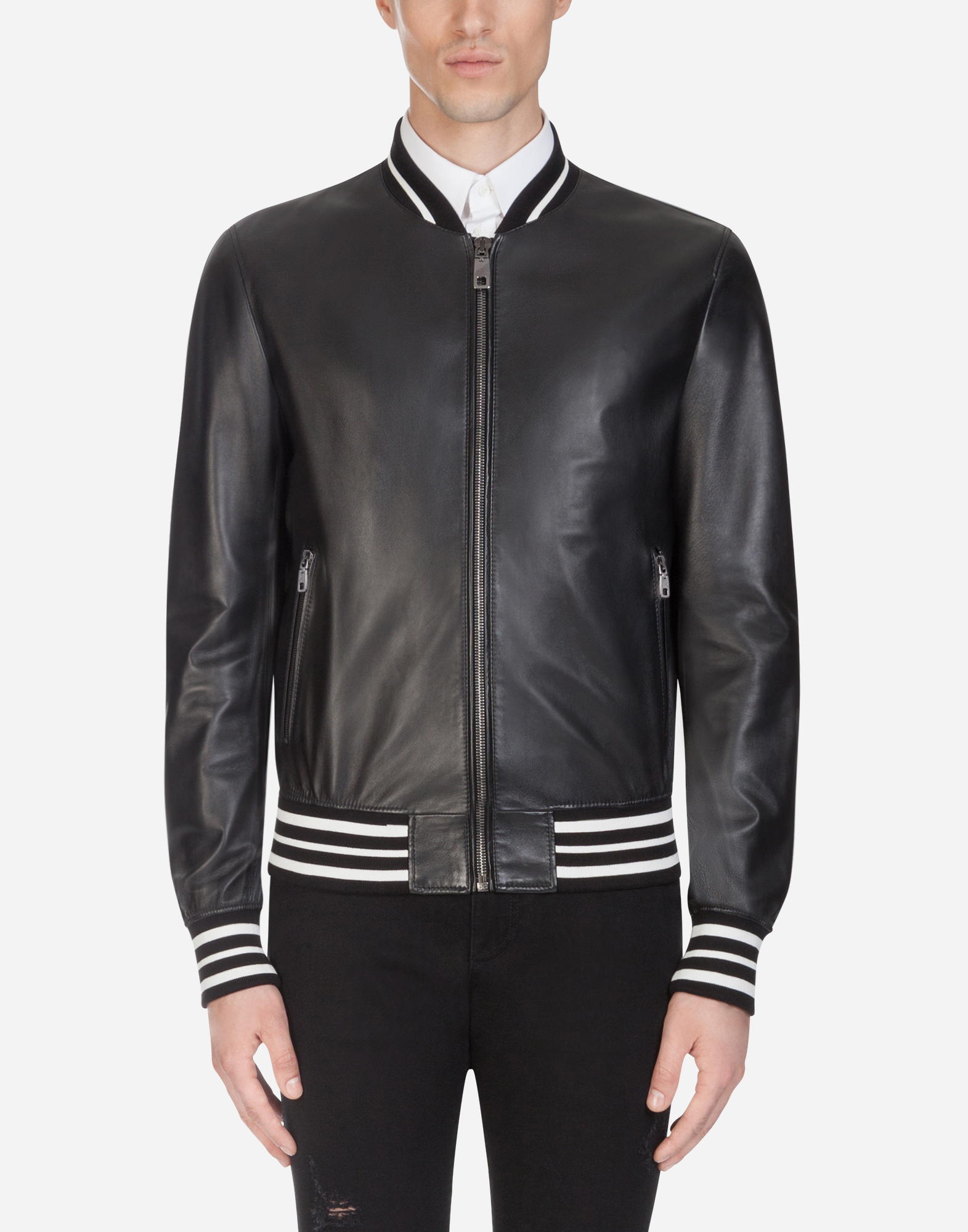 Dolce & Gabbana ブラックレザージャケット ジャケット レザー