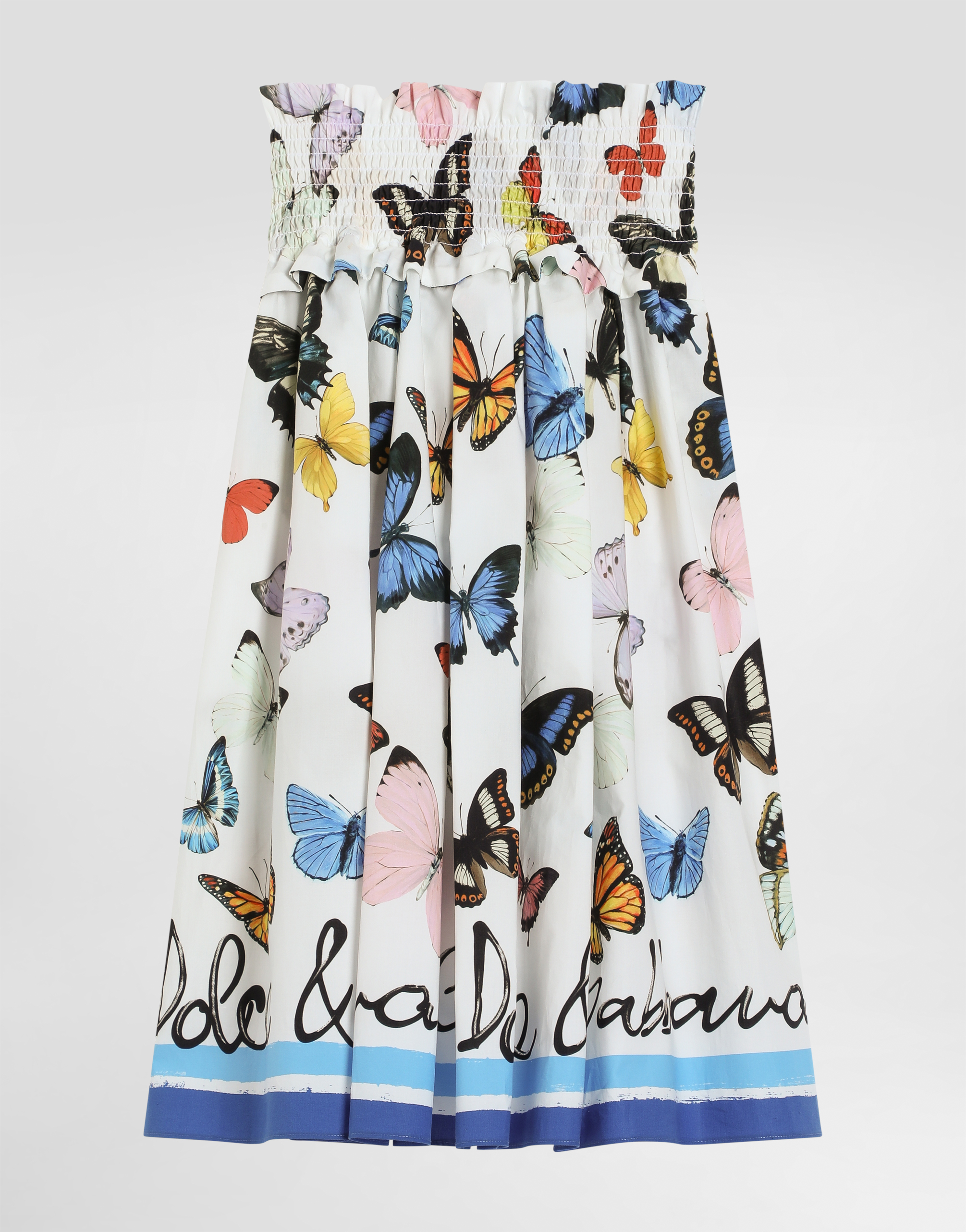 Dolce & Gabbana Butterfly-print Poplin Skirt In Print