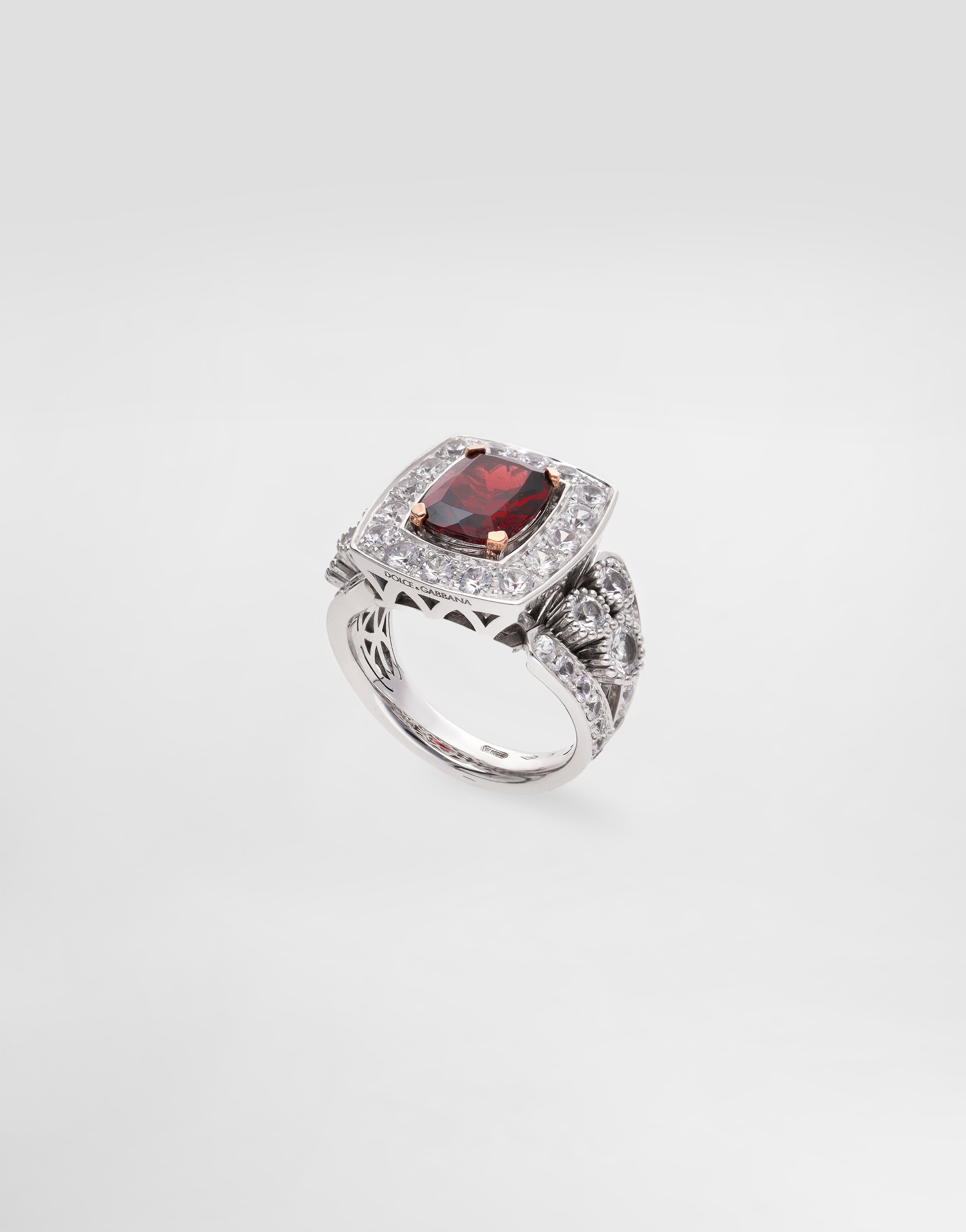 Dolce & Gabbana Eleganza Ring 18-carat White And Rose Gold, Garnet, And Sapphires In White