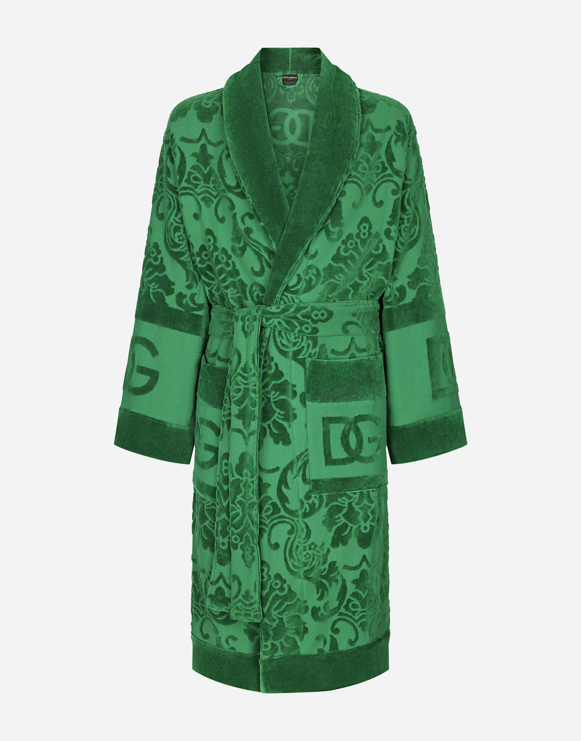 Dolce & Gabbana Bathrobe In Terry Cotton Jacquard In Multicolor