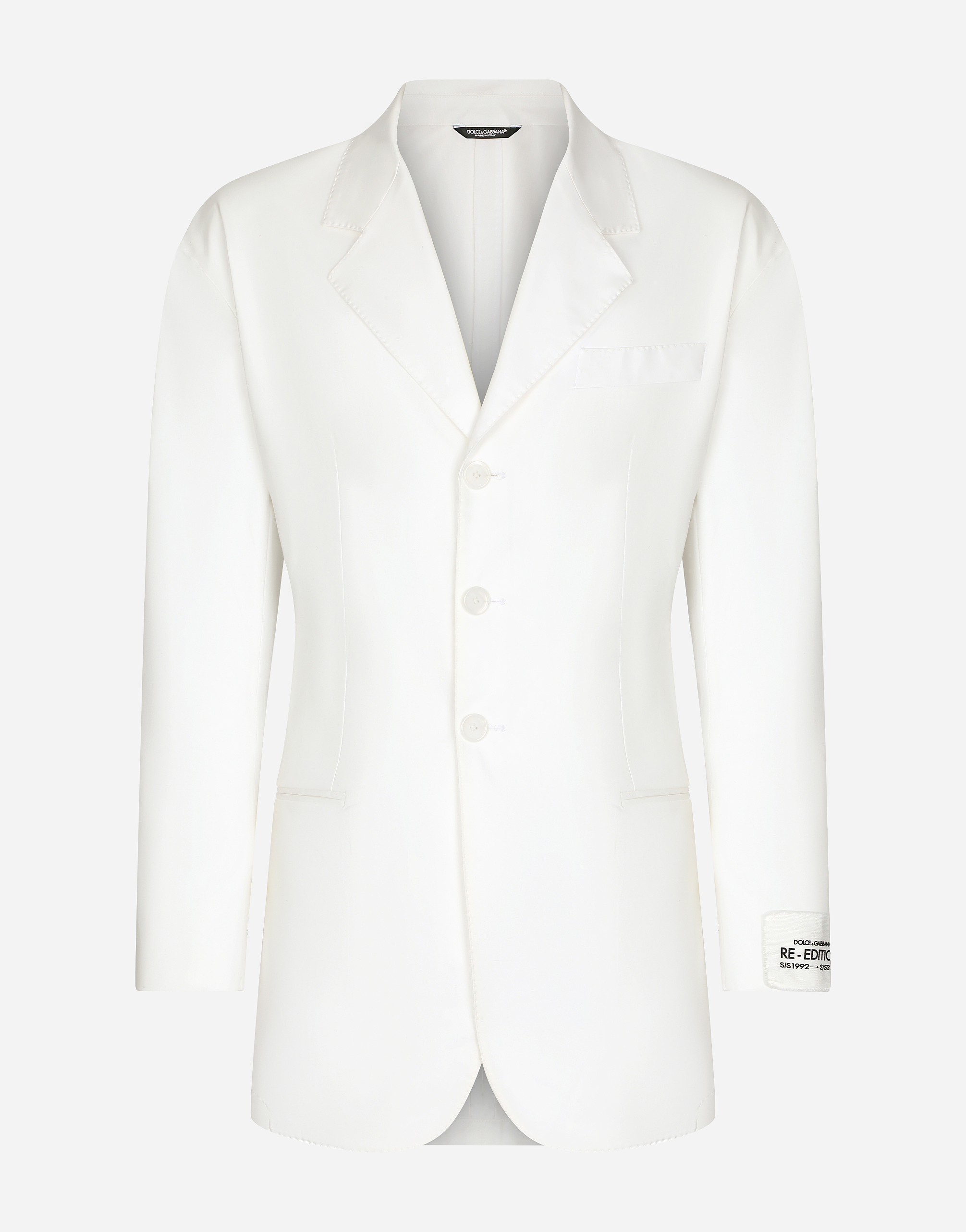 Shop Dolce & Gabbana Stretch Cotton Gabardine Jacket In White