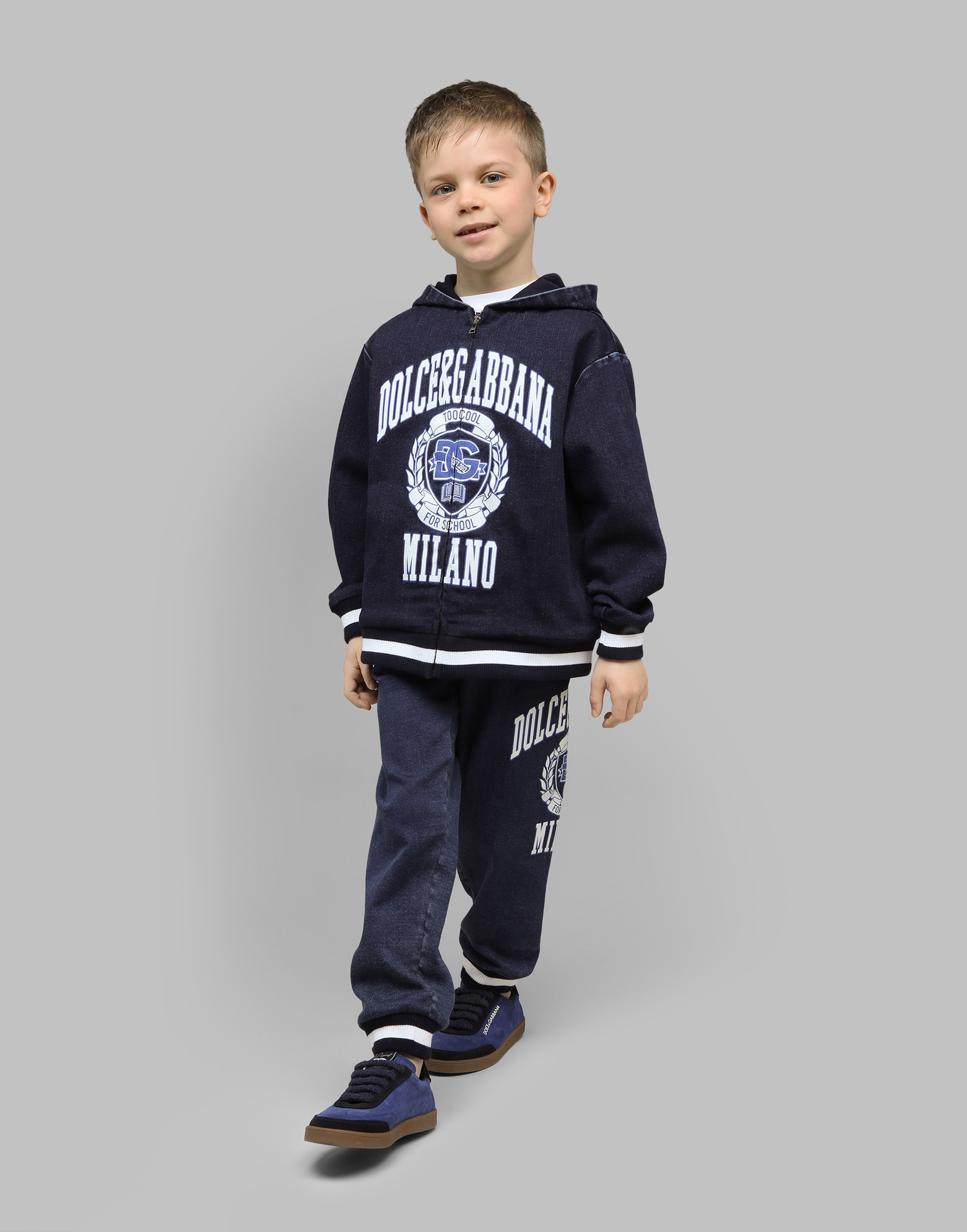 Denim jogging pants with Dolce&Gabbana logo