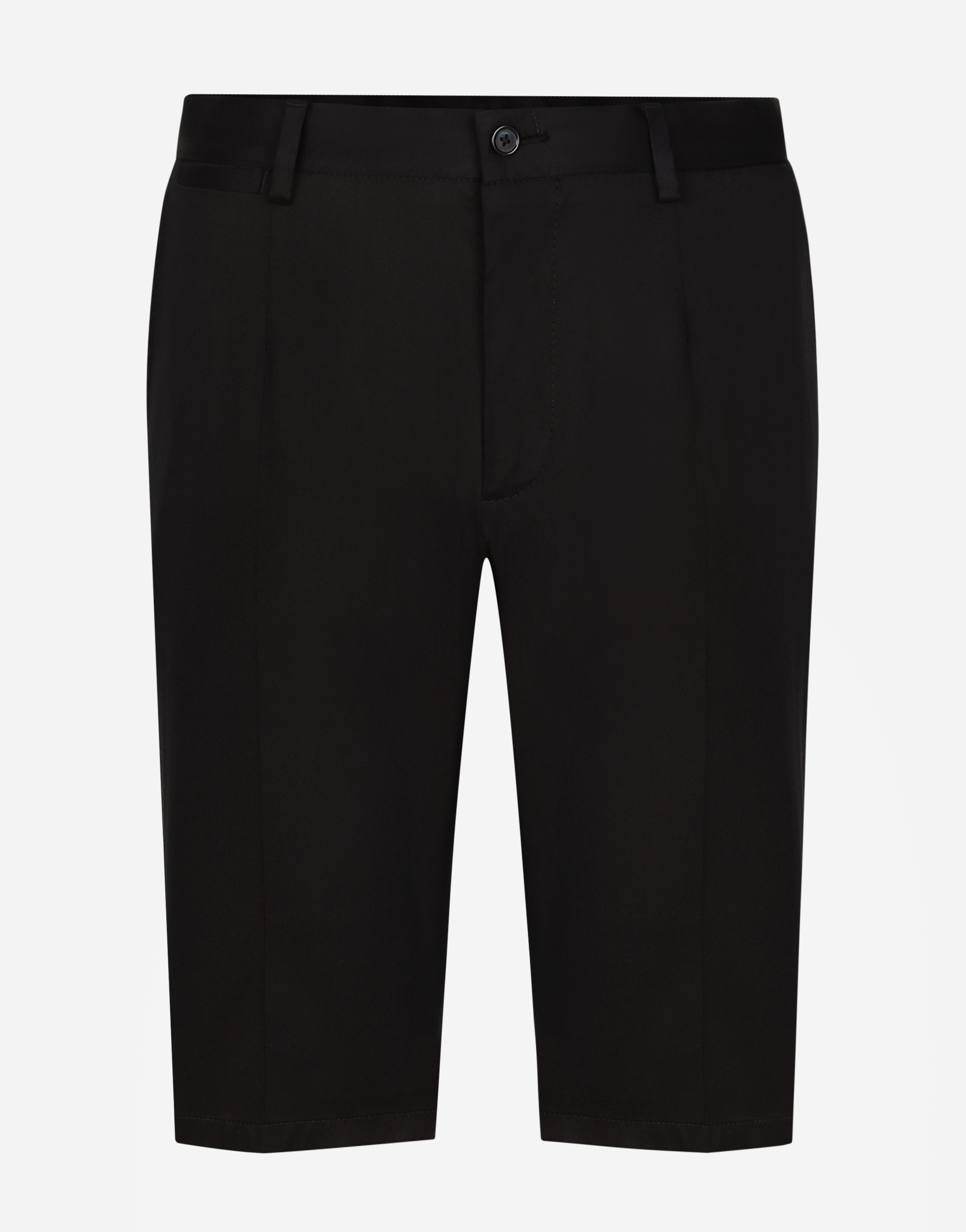 Dolce & Gabbana Stretch Cotton Shorts With Dg Patch - Man Pants And Shorts Blue Cotton