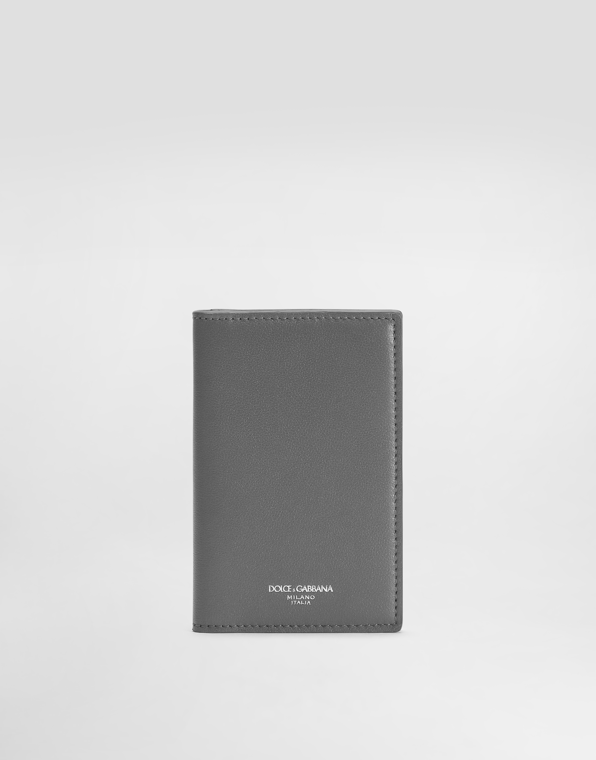 Dolce & Gabbana Dauphine Calfskin Card Holder In Grey