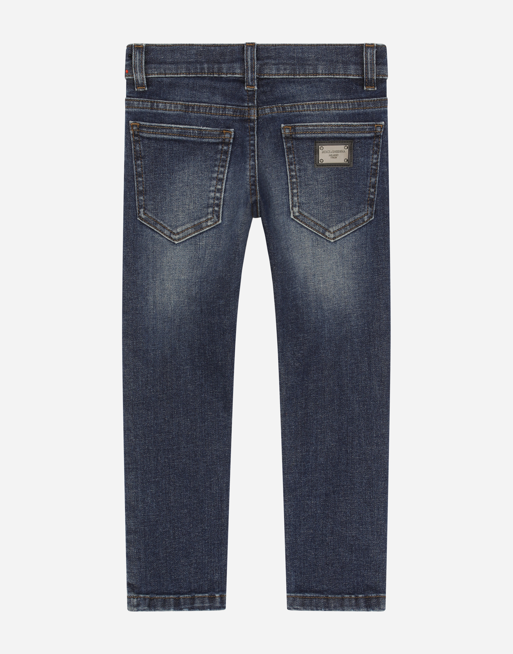 Shop Dolce & Gabbana Blue Wash Slim-fit Stretch Denim Jeans