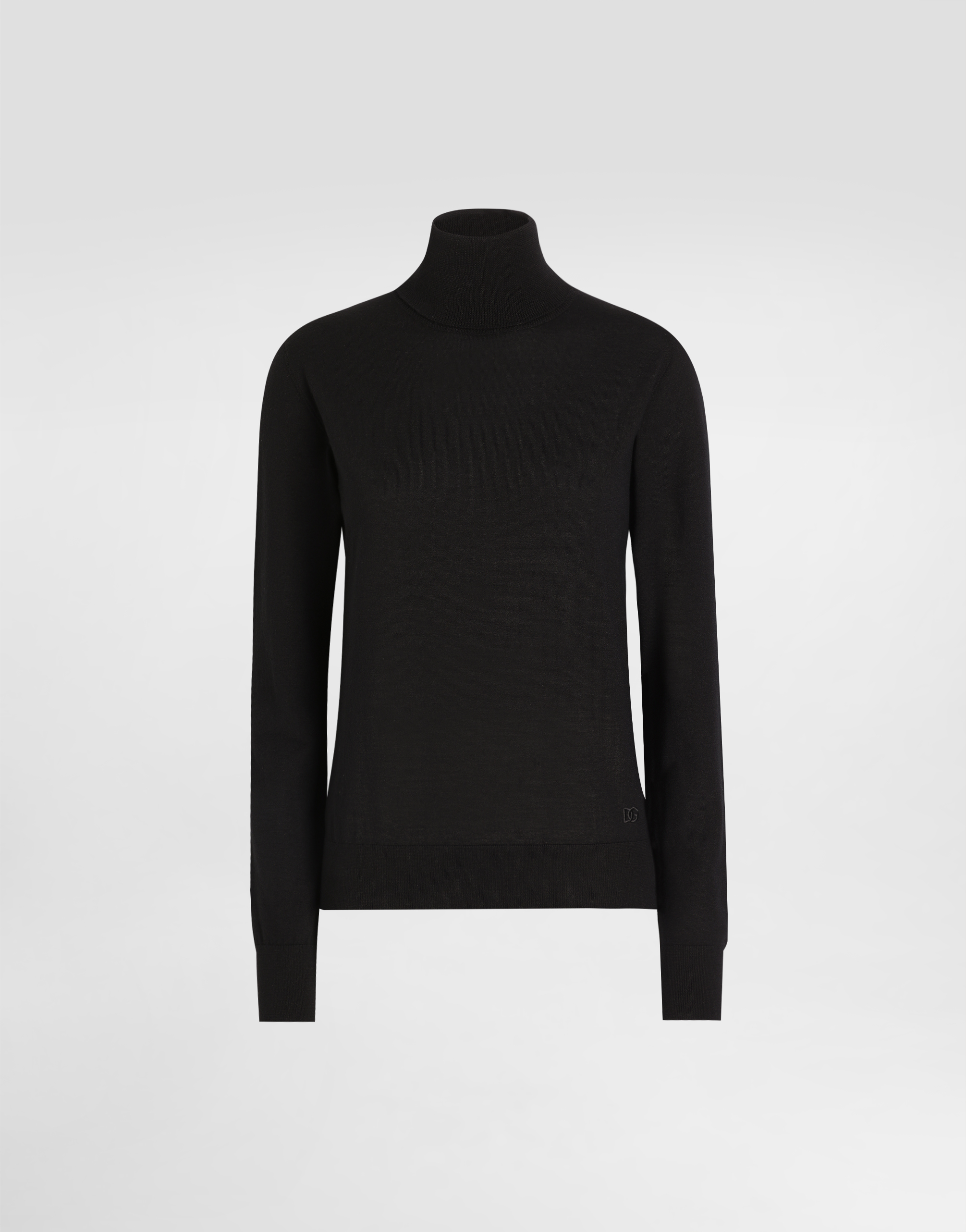 Dolce & Gabbana Wool Turtle-neck Sweater With Dg Logo Embroidery - Woman Sweaters And Cardigans Black