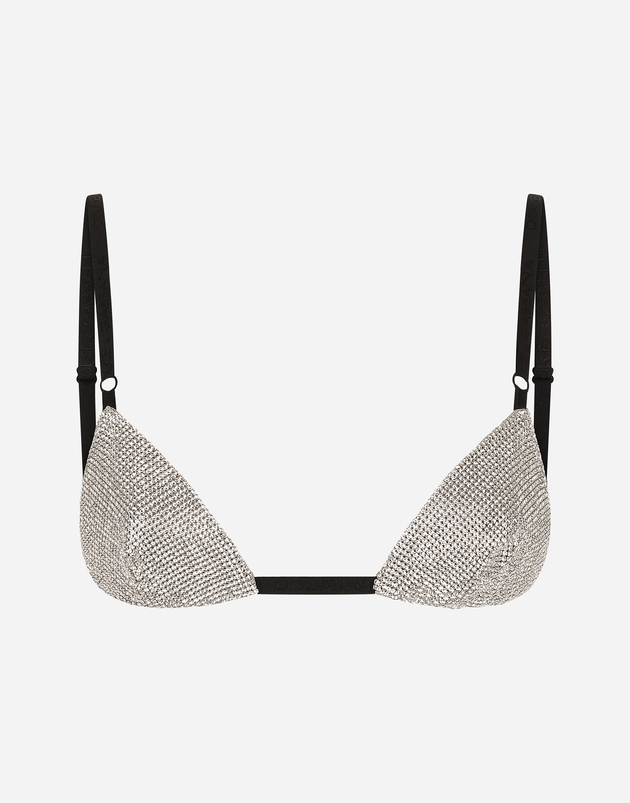 Dolce & Gabbana Dolce  Gabbana Embellished Spaghetti Strap Triangle Bra In Crystal