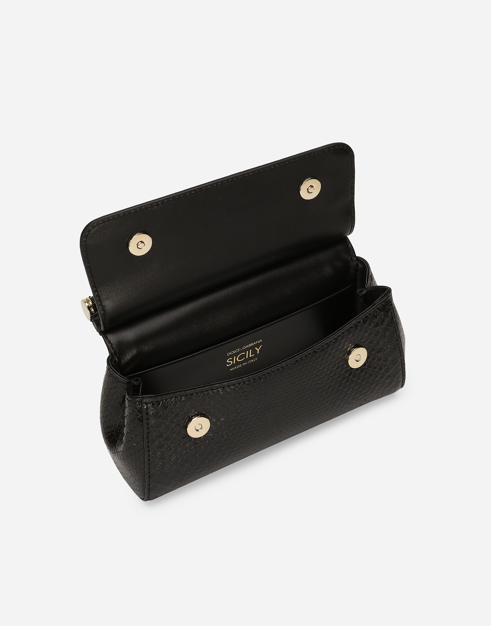 Dolce & Gabbana Small Sicily Leather Handbag In ブラック