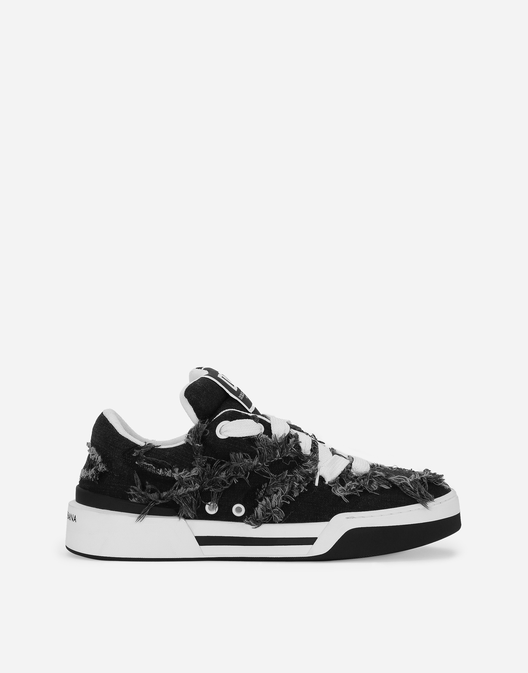 Dolce & Gabbana Male Black Denim New Roma Sneakers - Man Sneakers Denim Size 44