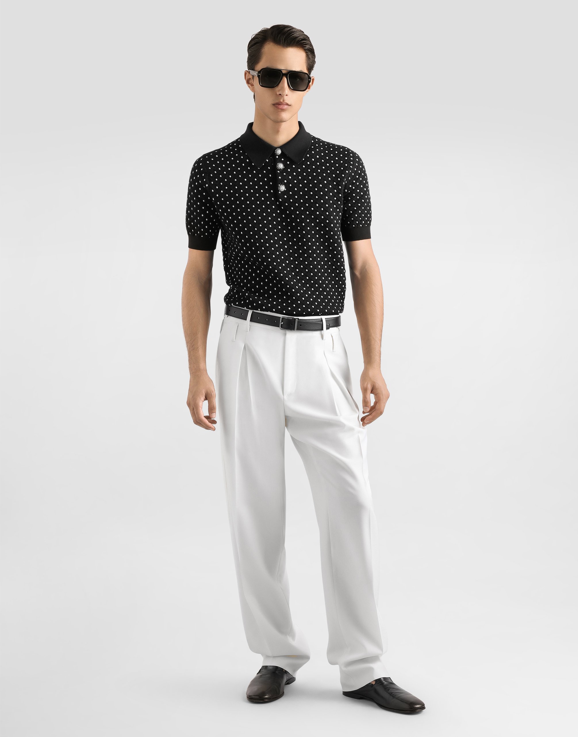 Micro-dot stitch polo shirt