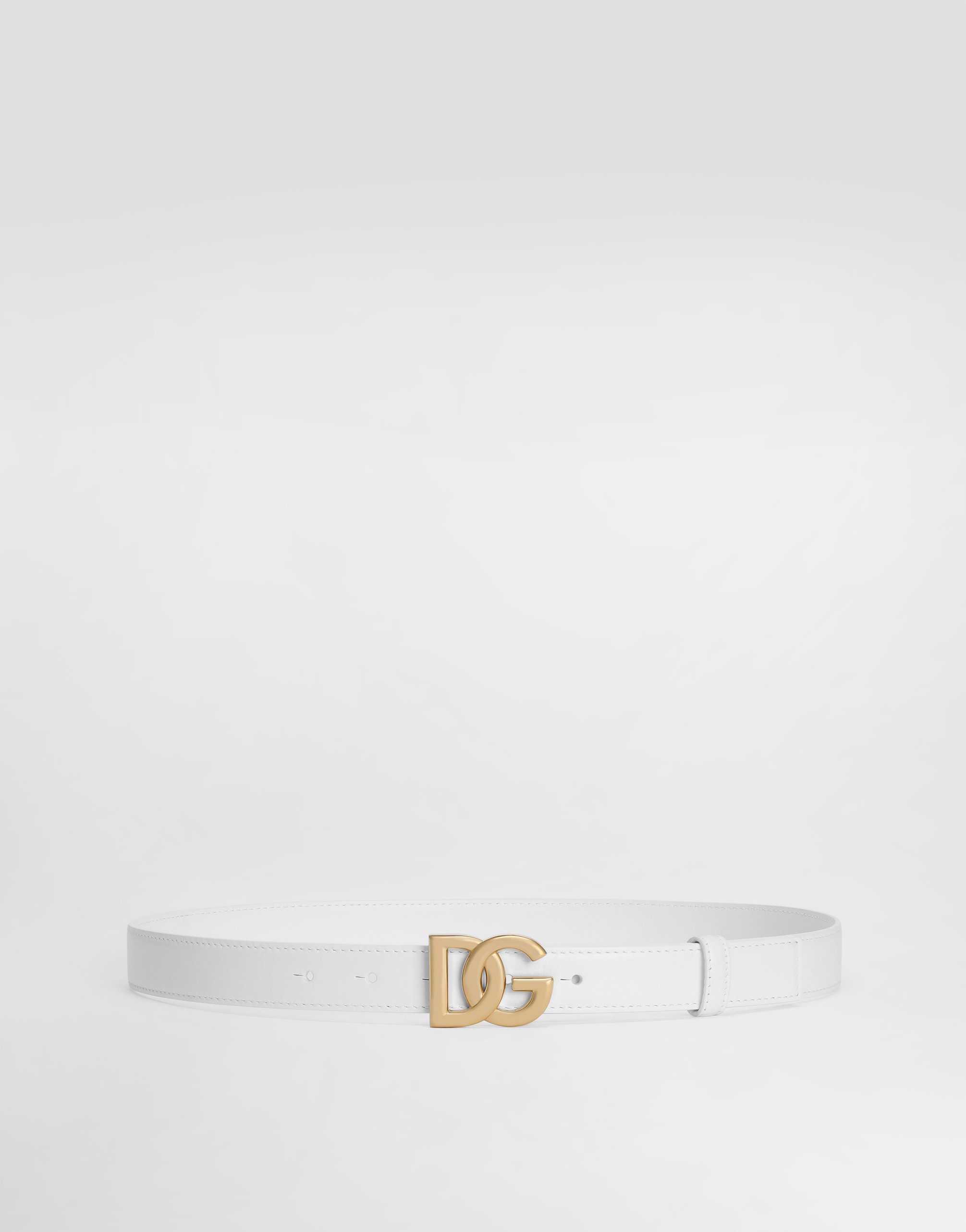 Calfskin belt with DG logo in White for Women | Dolce&Gabbana® US
