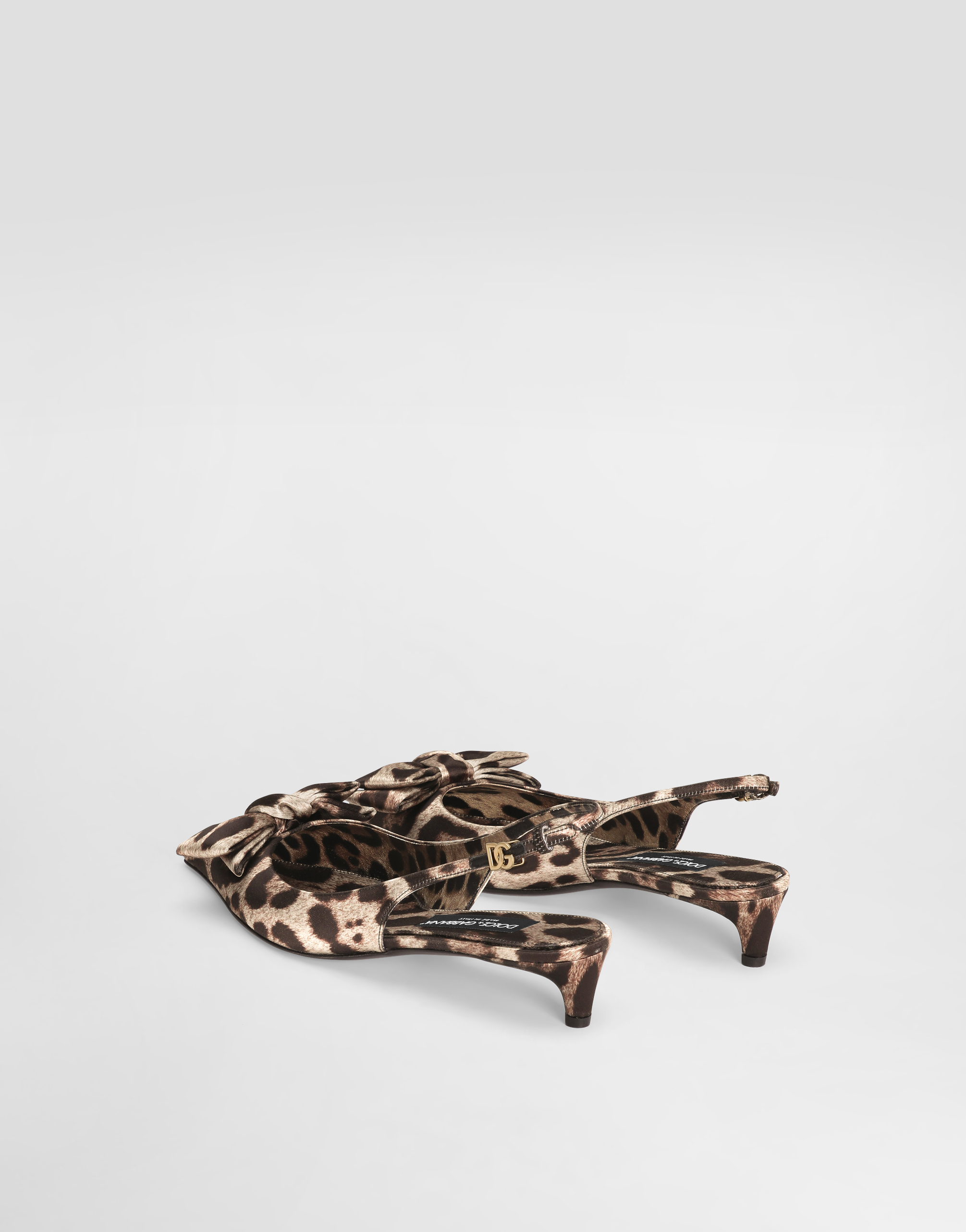 Dolce & Gabbana Leopard-print Satin Slingbacks In Print