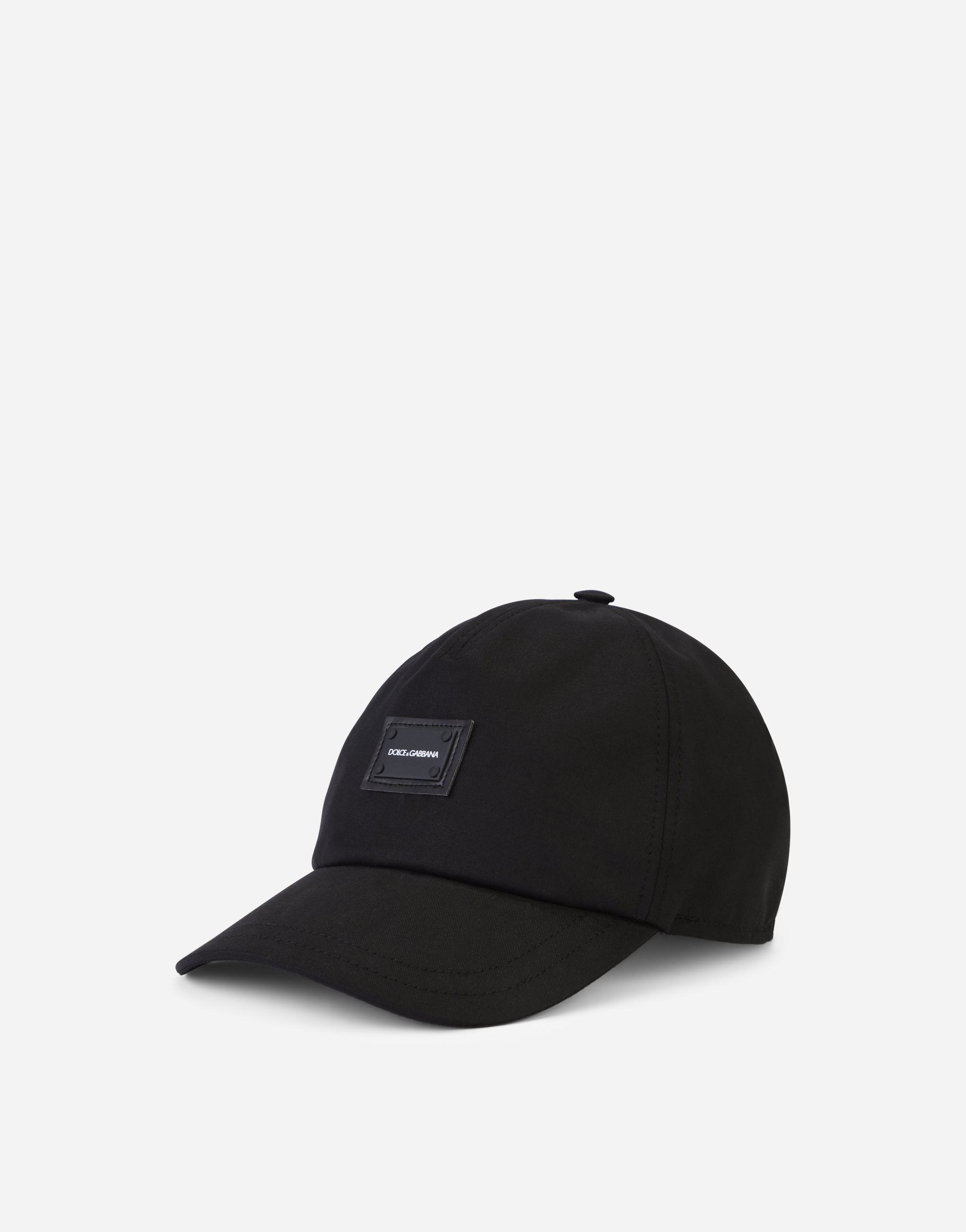 Dolce & Gabbana Gabardine Baseball Cap With Plate In Black