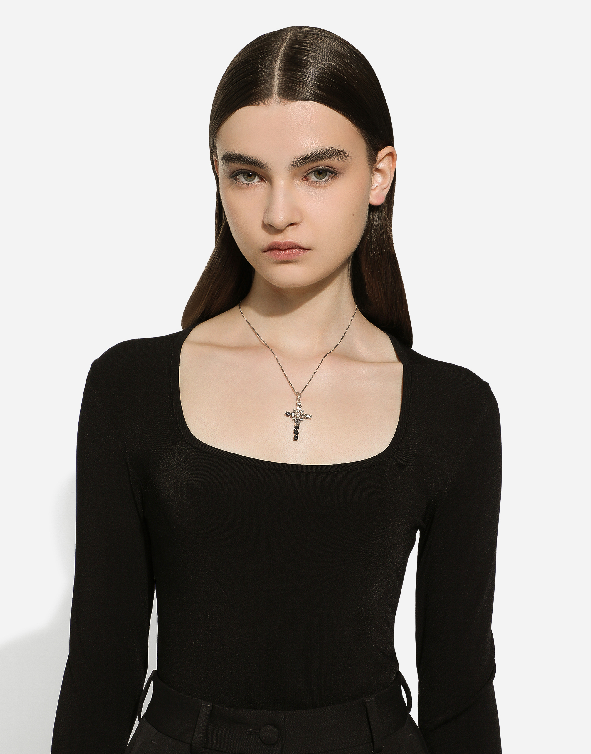 Dolce & Gabbana Anna Pendant In Red Gold 18kt With Colouless Topazes, Grey And Black Spinels In White