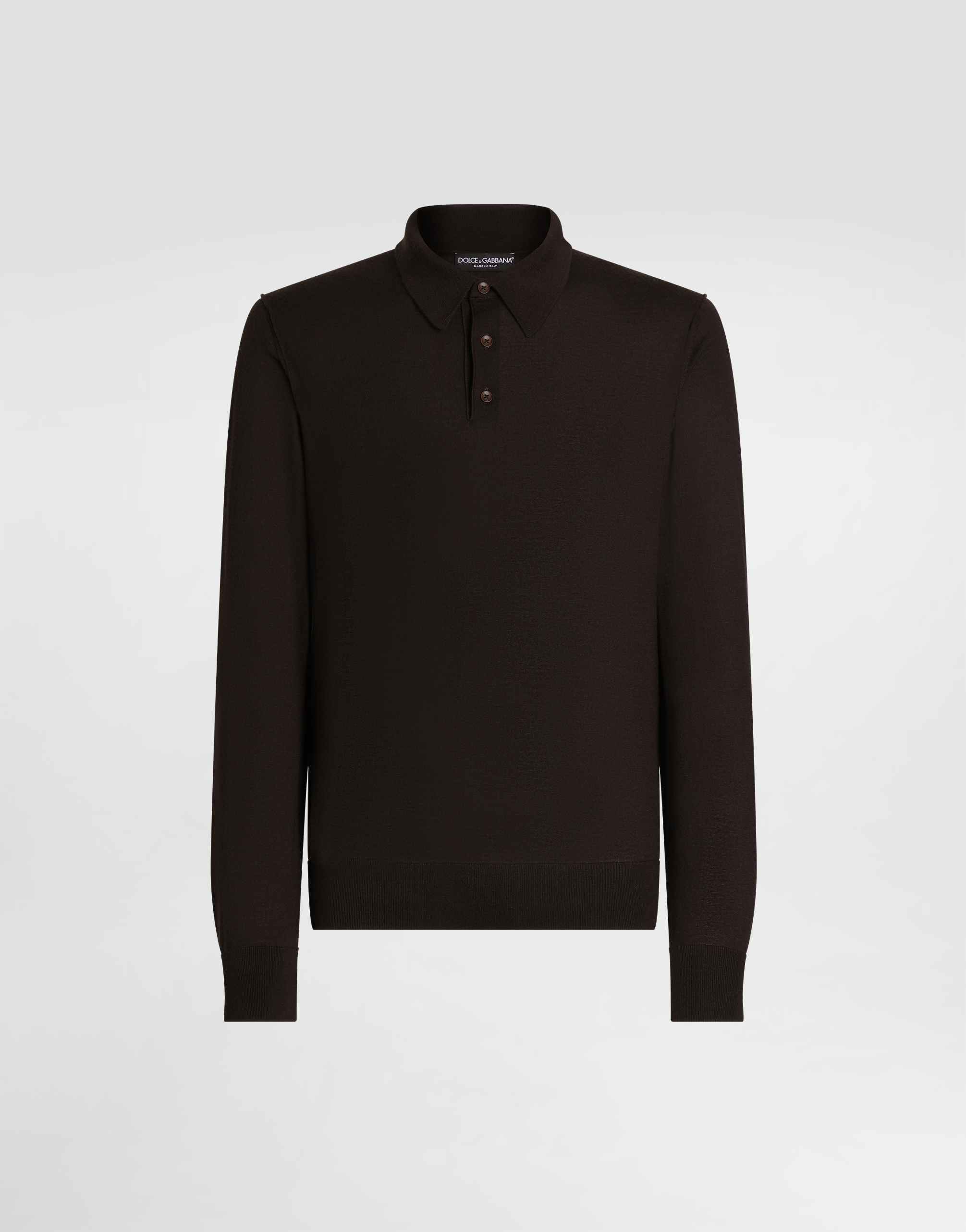 Dolce & Gabbana Long-sleeve Polo Shirt In Brown
