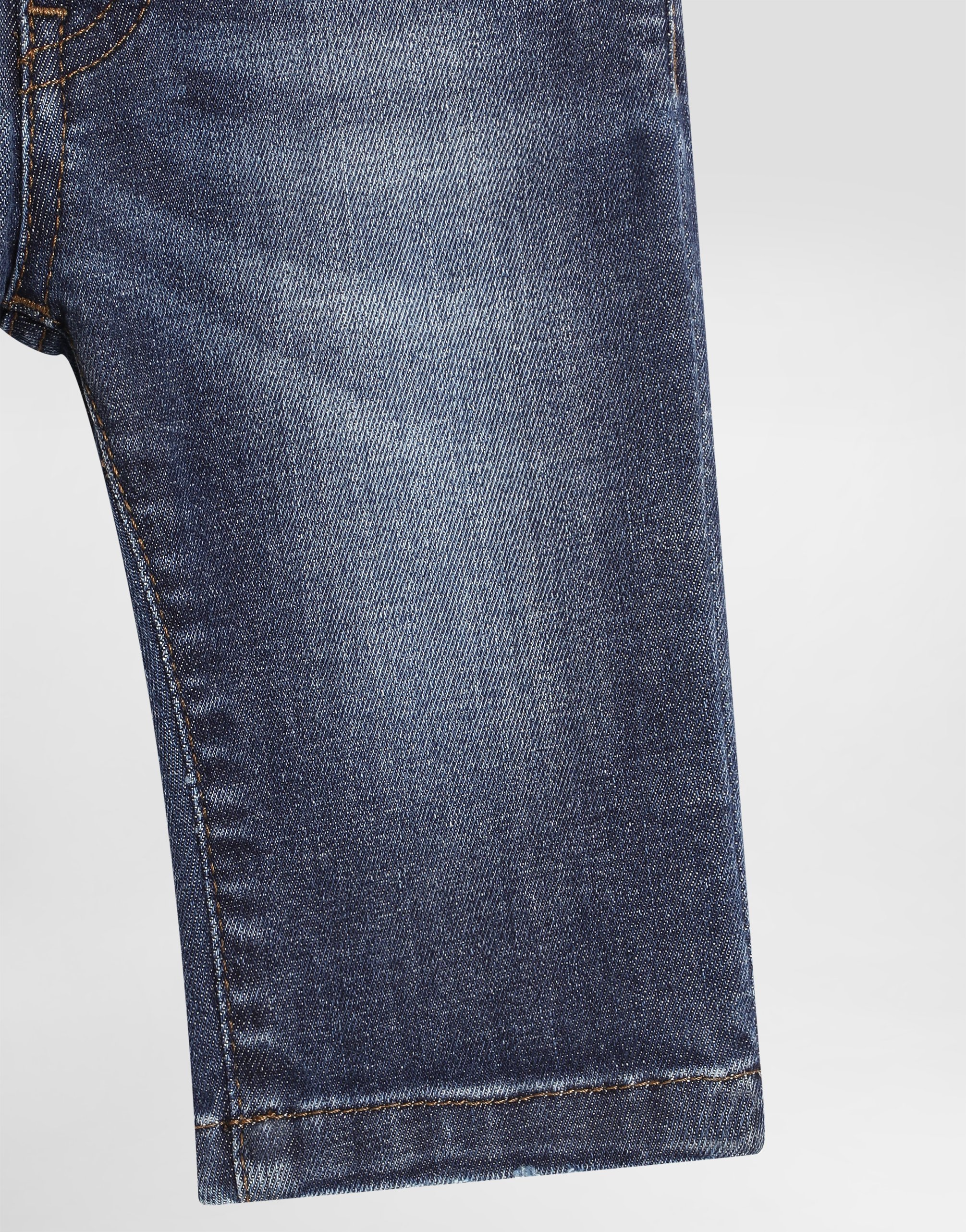 Regular-fit dark blue wash stretch jeans